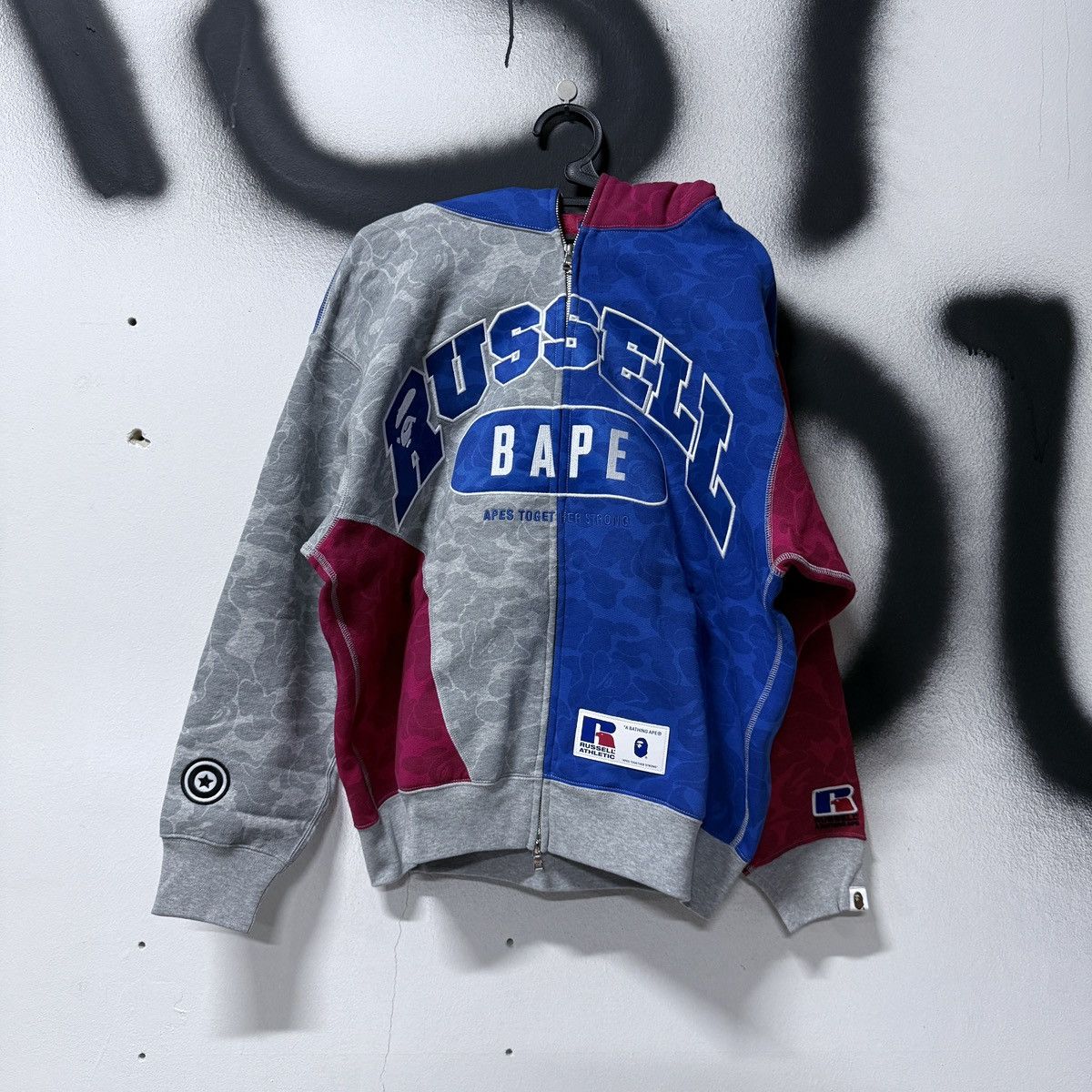 Russell Athletic Bape X Russell Full Camo Shark Zip Up Hoodie