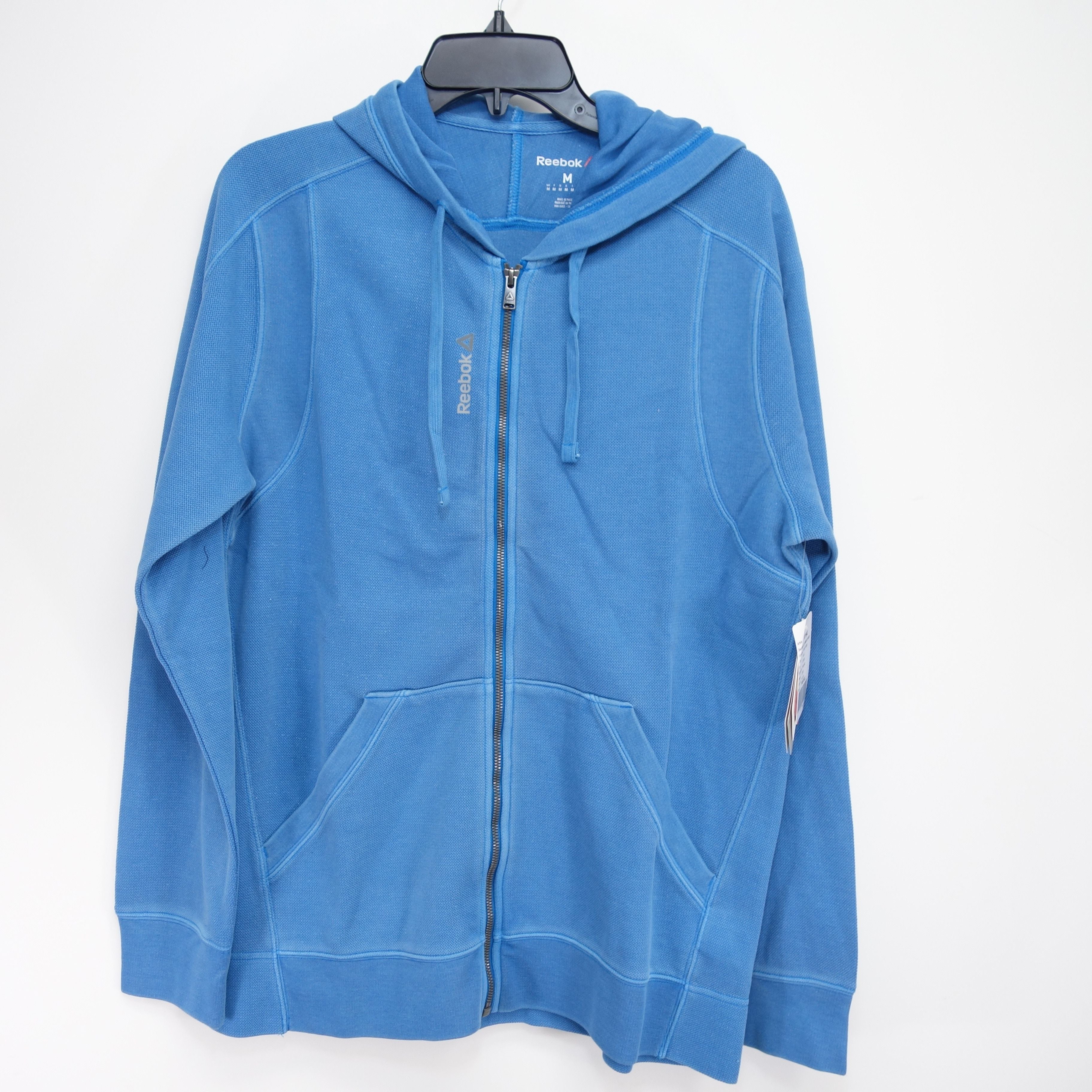Reebok Crossfit Dark Bright Blue Zip Up Fall Hoodie Size Medium
