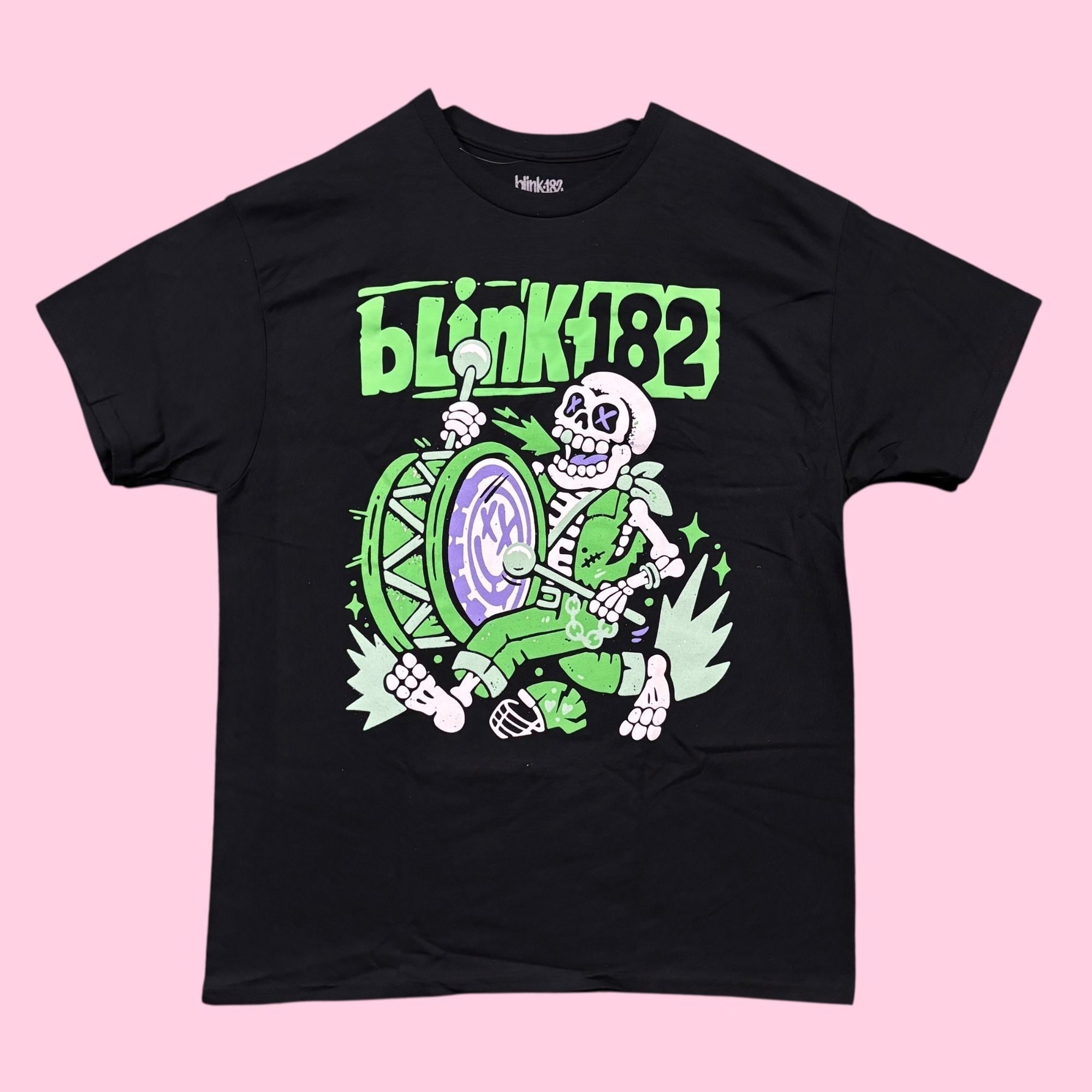 Band Tees Blink 182 Skeleton Marching Drummer Punk Rock Band Tee L Hoodie, Sweatshirt | FlexRushtees.com