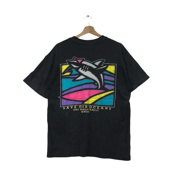 Vintage Vtg 80 Save Our Oceans Hanes Pop Art Tee Shirt Hawaii Beach
