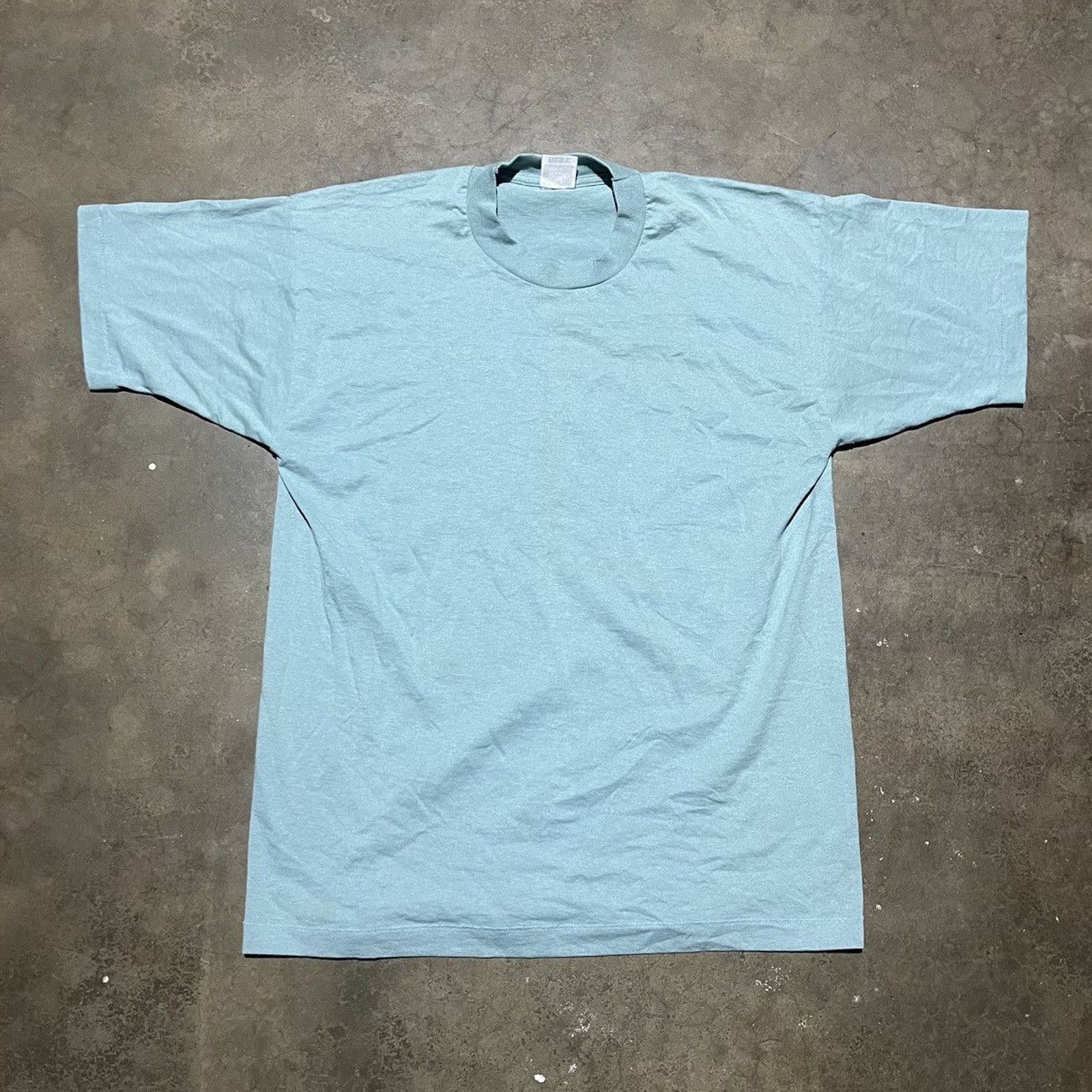 Vintage 90s Fruit Of The Loom Teal Blank T Shirt