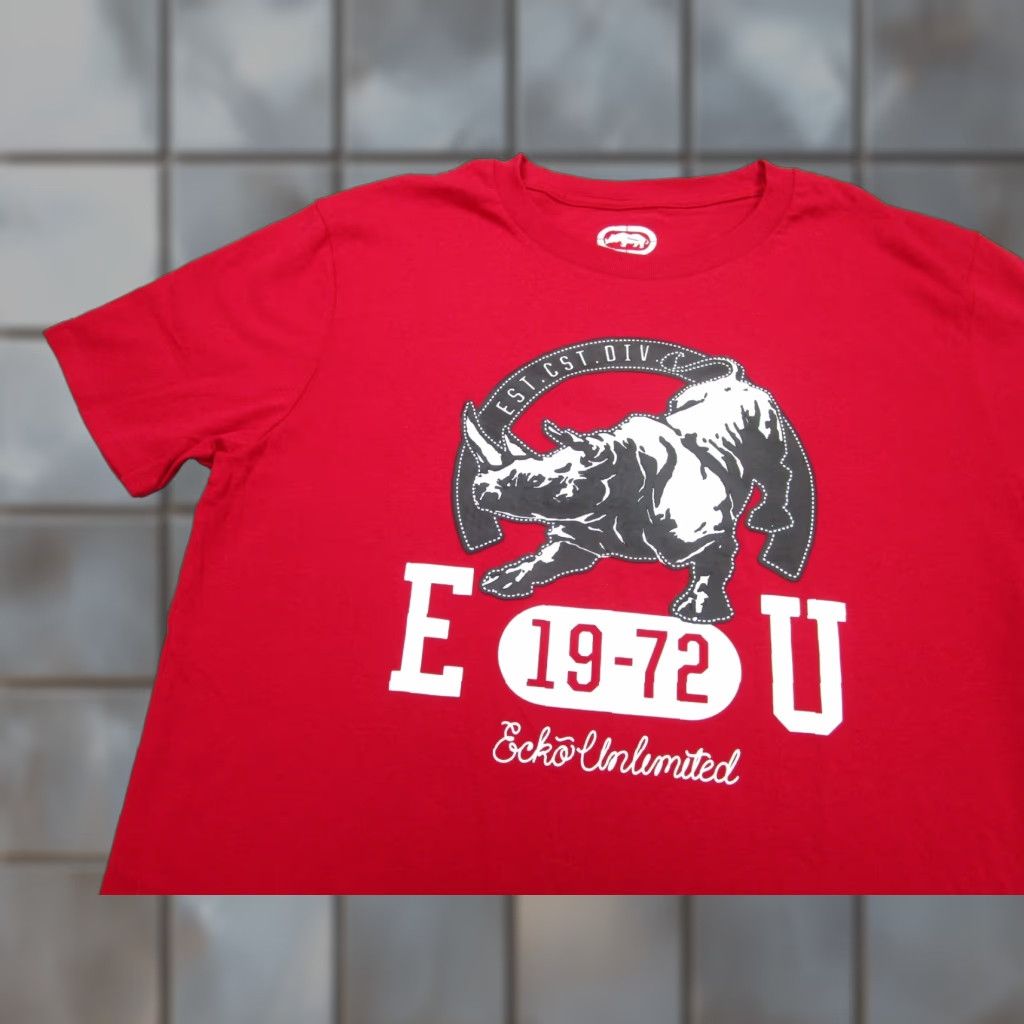 Unltd Vintage Ecko Shirt Mens L Red Black Gray Rhino Y2k Tee 2000s Adult Large T Shirt