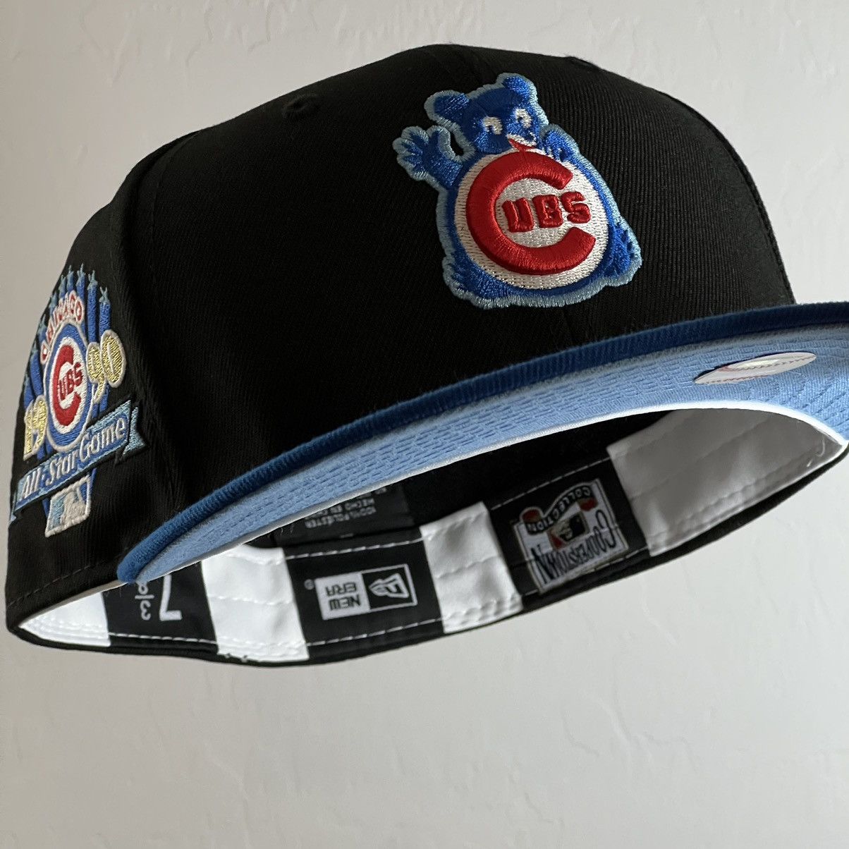 New Era 7 3 8 Black Blue Chicago Cubs Wave 1990 Asg 2 Tone Fitted