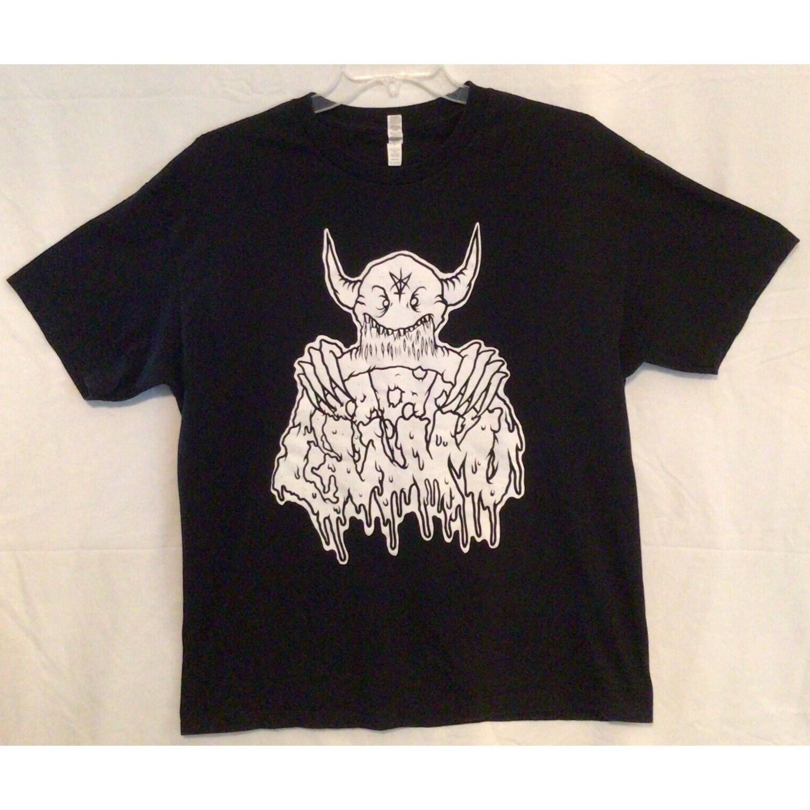 Alstyle T Shirt Xl Black Demon Devil Satan Eat Pizza Goth Skate Punk Hoodie, Sweatshirt | FlexRushtees.com