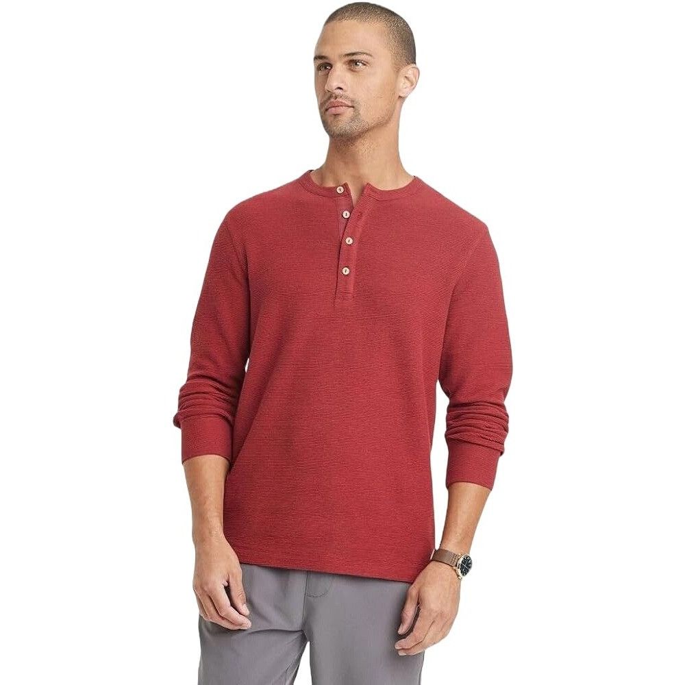 Other Goodfellow Co Men S Long Sleeve Henley T Shirt Red E