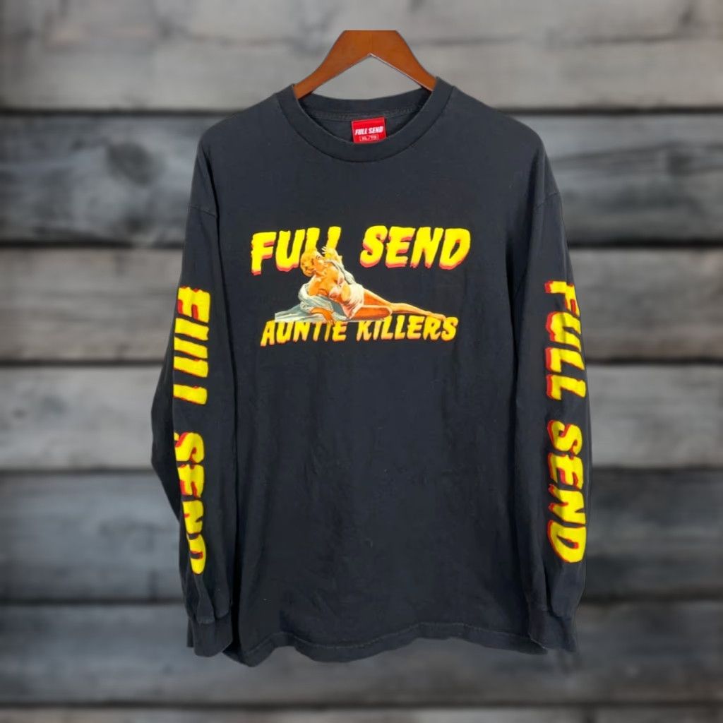 Vintage Full Send Auntie Killers Long Sleeve T Shirt Men Xl Black Graphic Print 2020s Summer