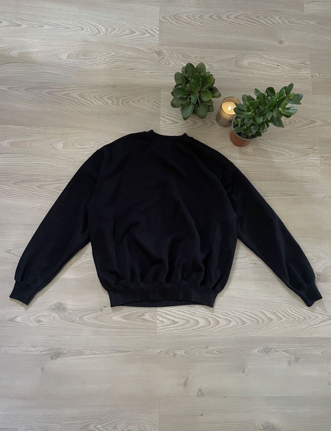 Vintage Fruit Of The Loom Vintage Basic Black Sweatshirt Large