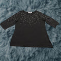 Factory Quacker Factory Shirt Womens Large Black 3 4 Sleeve Studded Pullover Top Sparkle
