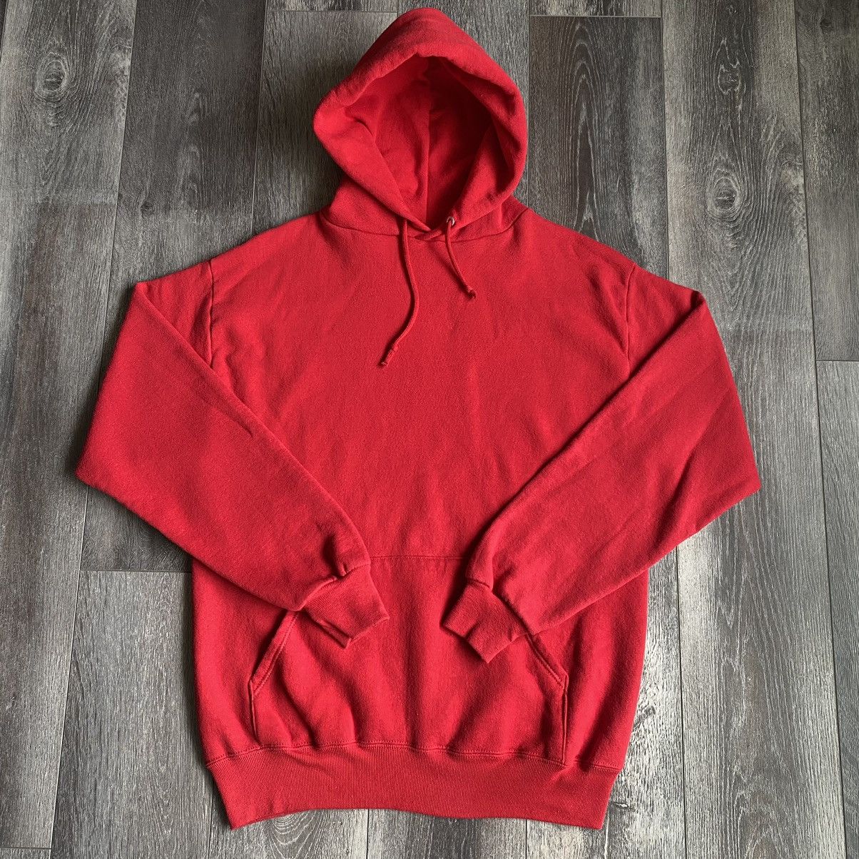 Vintage 1990s Jerzees By Russell Athletic Red Blank Hoodie