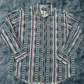 Vintage Wrangler Aztec Western Shirt Adult Xl Green Geometric Long Sleeve Pearl Snap Mens