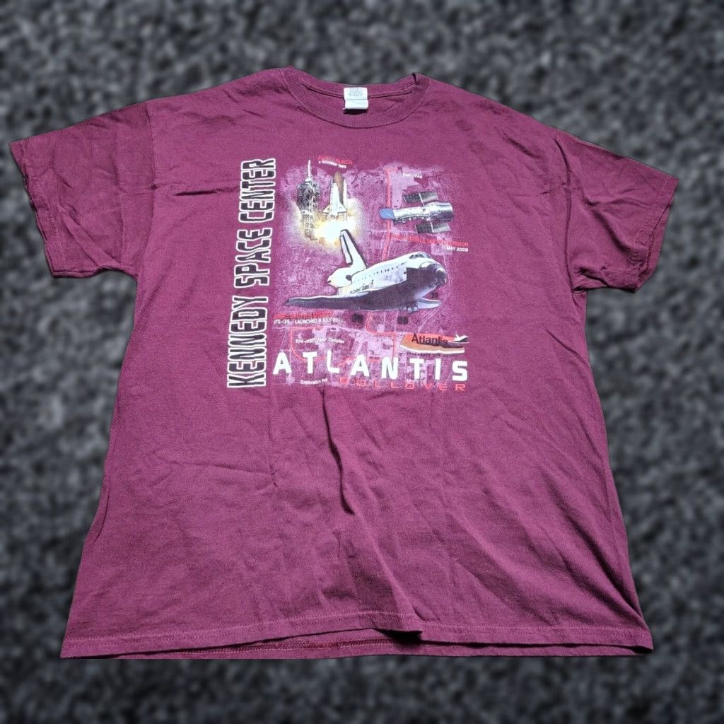 Gildan Nasa I Was There Atlantis Rollover 2012 T Shirt Mens Xl Red Double Sided Graphic Tee