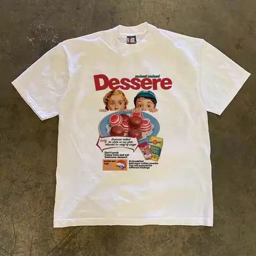 Vintage White Street Fashion Retro Food Print Cotton T Shirt Hoodie, Sweatshirt | FlexRushtees.com