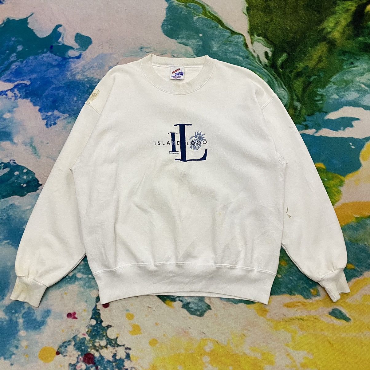 Vintage Jerzees Embroidery Island Logo Hawai Sweatshirt 90s