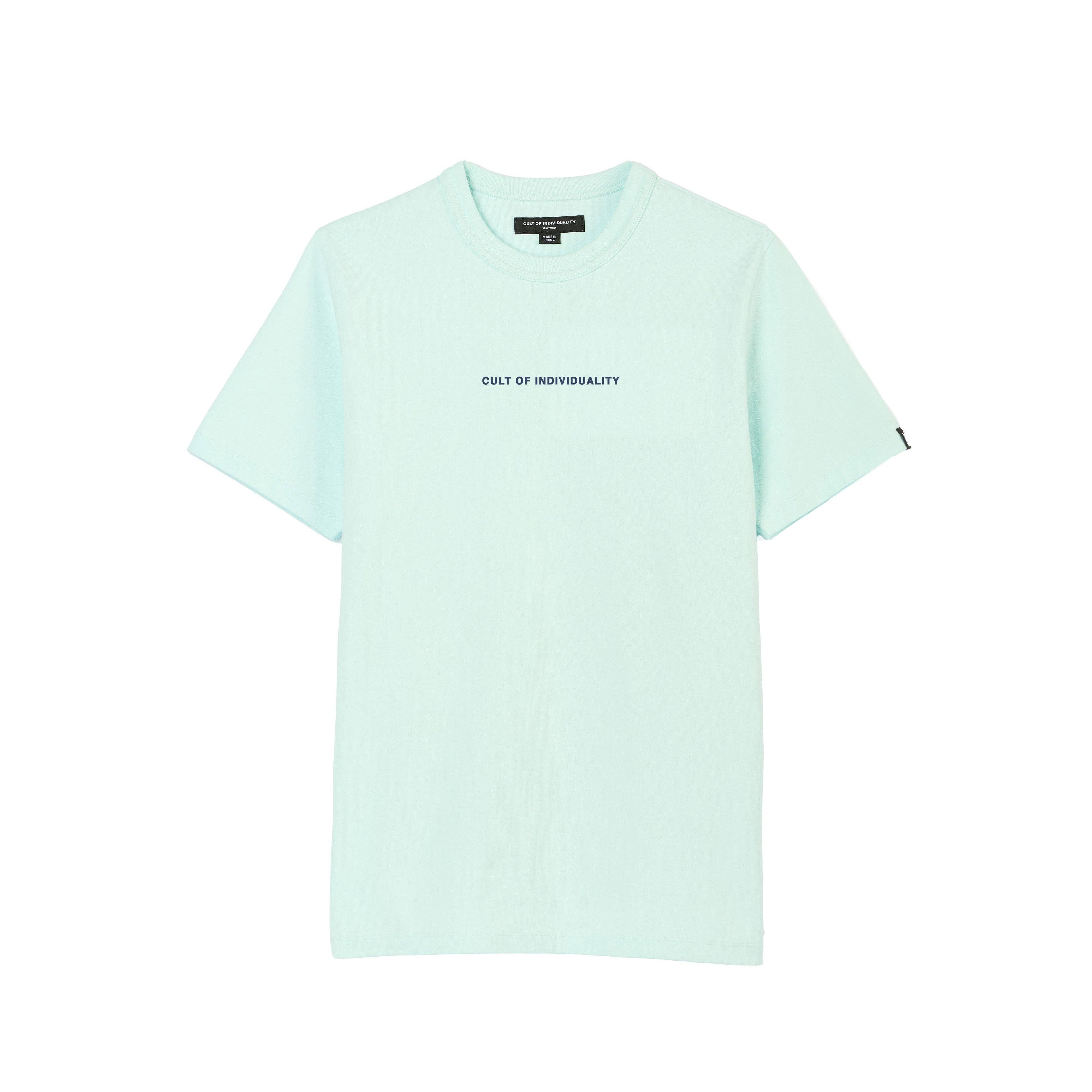 Short Sleeve Crew Neck Tee "Shimuchan" Logo in Blue