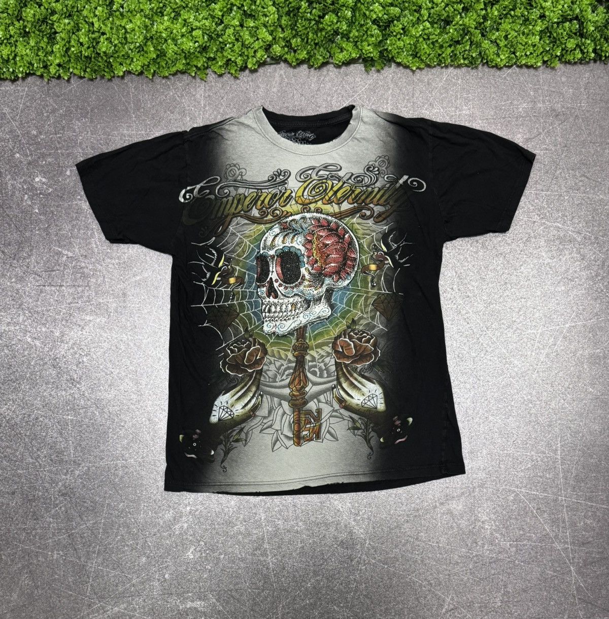 Ed Hardy Vintage Y2k Emperor Elernity Distressed Washed Sull T Shirt Hoodie, Sweatshirt | FlexRushtees.com
