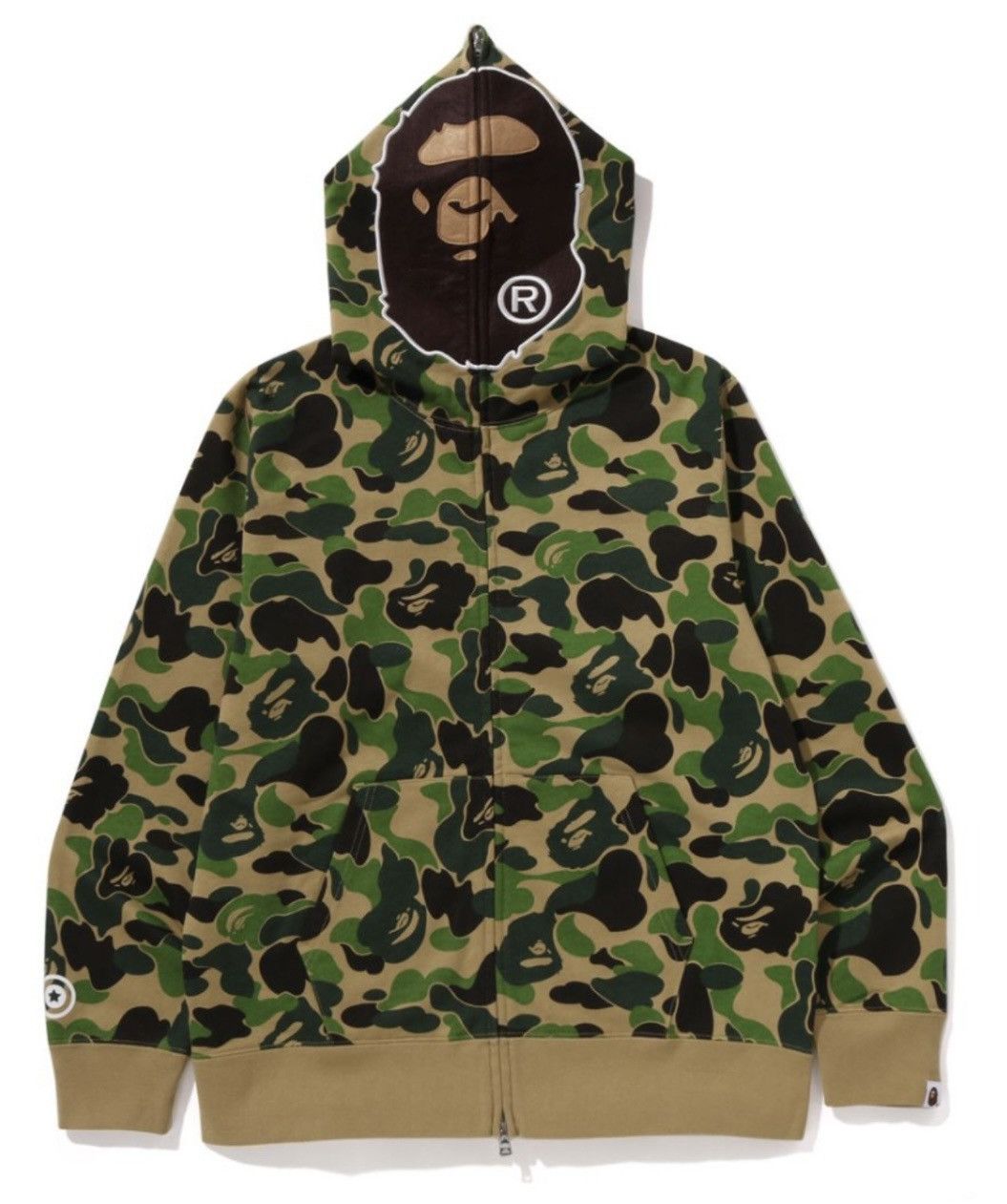 Authentic Ape Bape Abc Camo 2nd Ape Full Zip Hoodie Green T-Shirts, Sweatshirt | FlexRushtees.com
