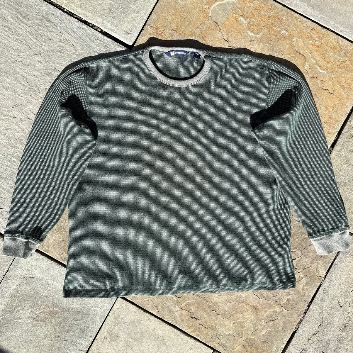 American Eagle Outfitters 2 Tone Green Tan Waffle Knit Thermal
