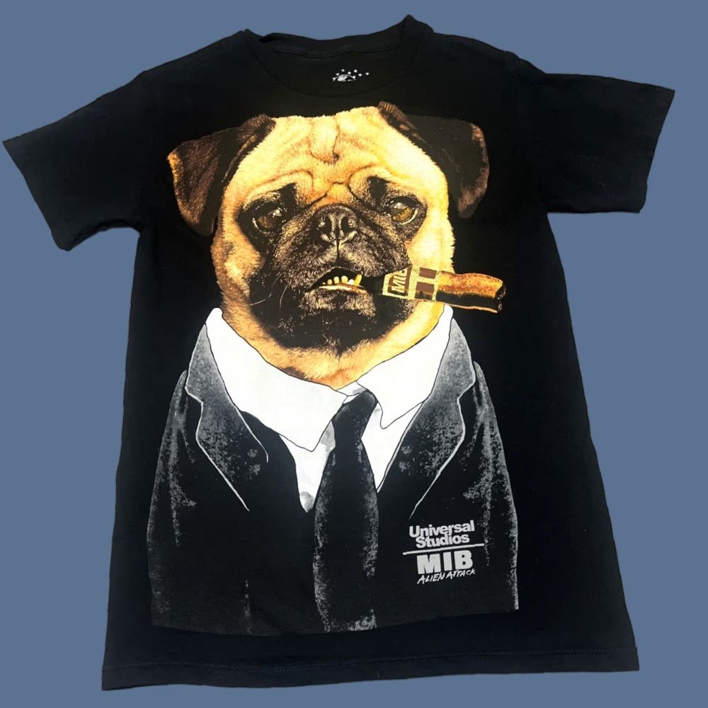 Vintage Universal Studios Mib Alien Attack Frank The Pug Smoking Cigar T Shirt Size S Black