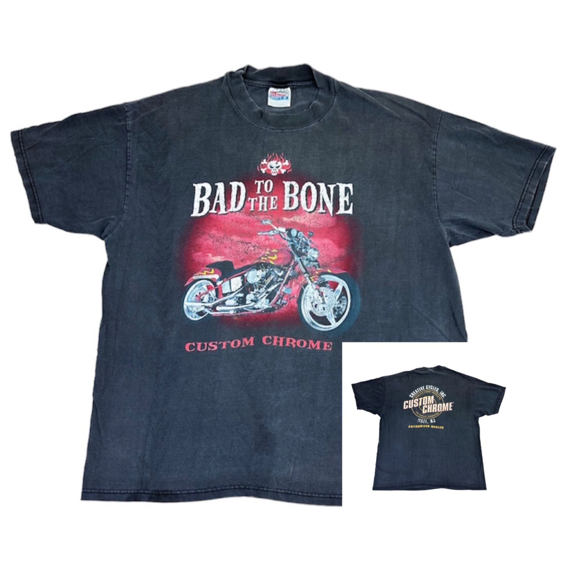 Vintage 90s Custom Chrome T Shirt Black Xl Harley New Jersey Hoodie, Sweatshirt | FlexRushtees.com