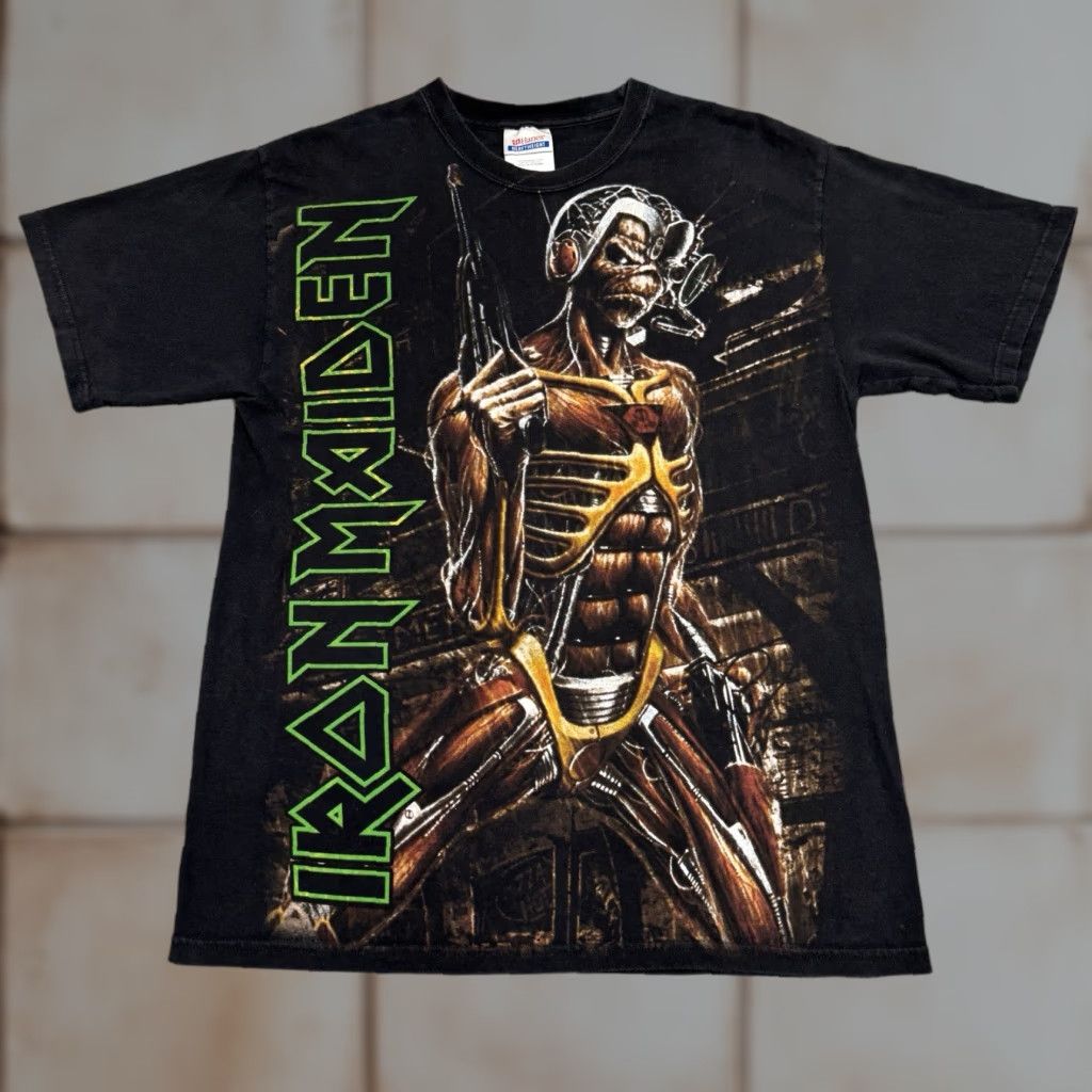 Hanes Vintage Iron Maiden Shirt Men Small Black Hanes T Shirt Crew Neck Short Sleeve Band Rock Aop S