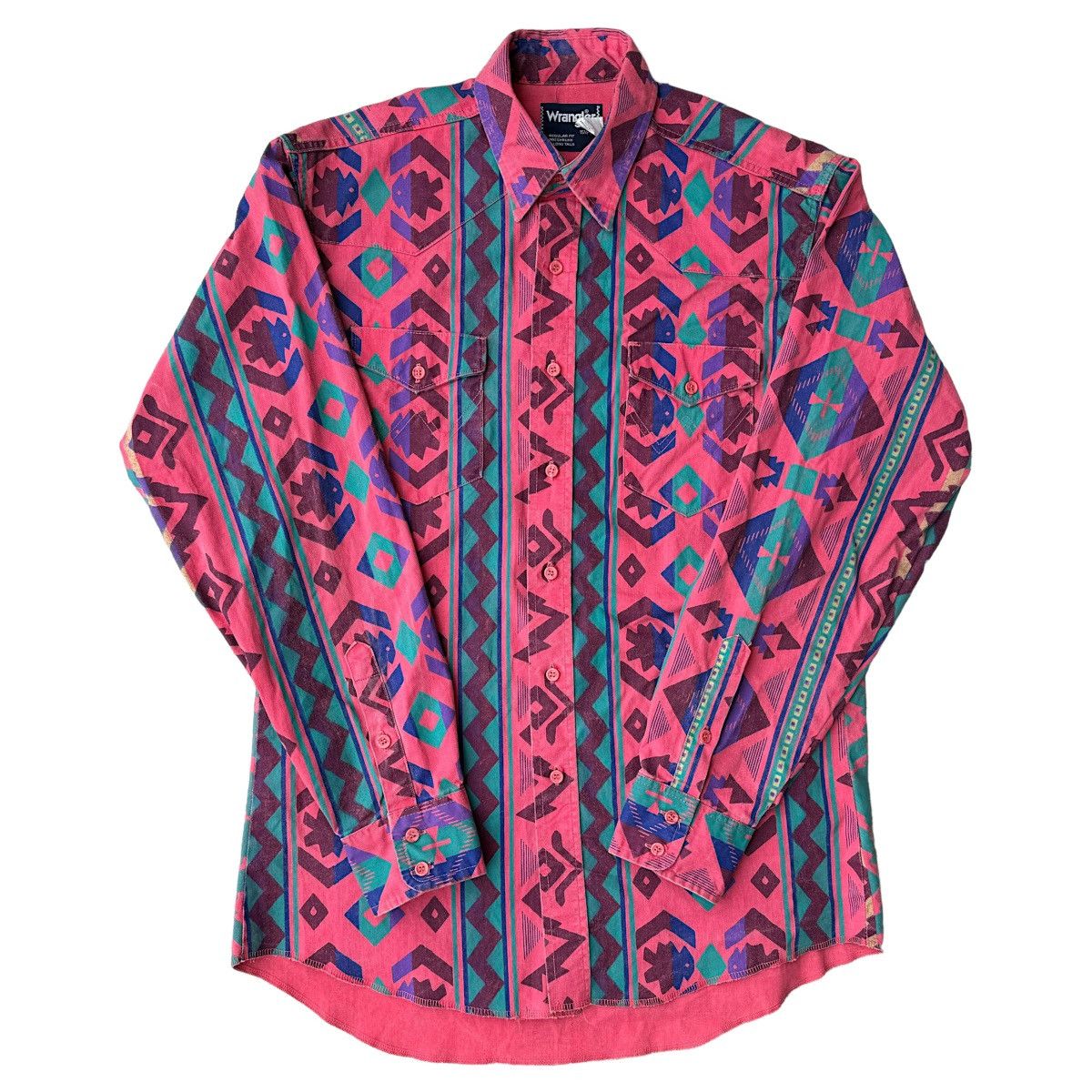 90s Wrangler Shirt Aztec Brushpopper Rodeo Cowboy Shirt Vntg