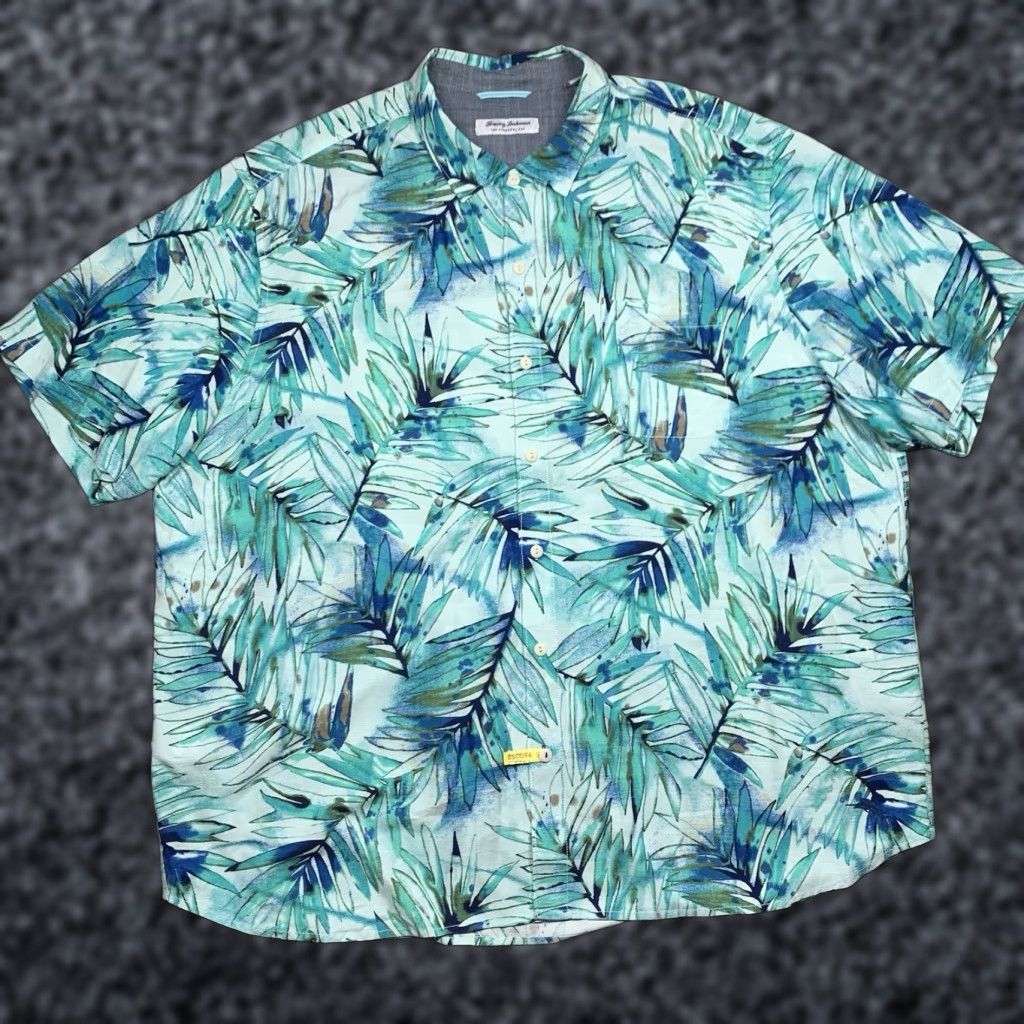 Bahama Tommy Bahama Veracruz Cay Shirt Mens 3xl Aqua Fronds Short Sleeve Camp Beach Shirt Mens