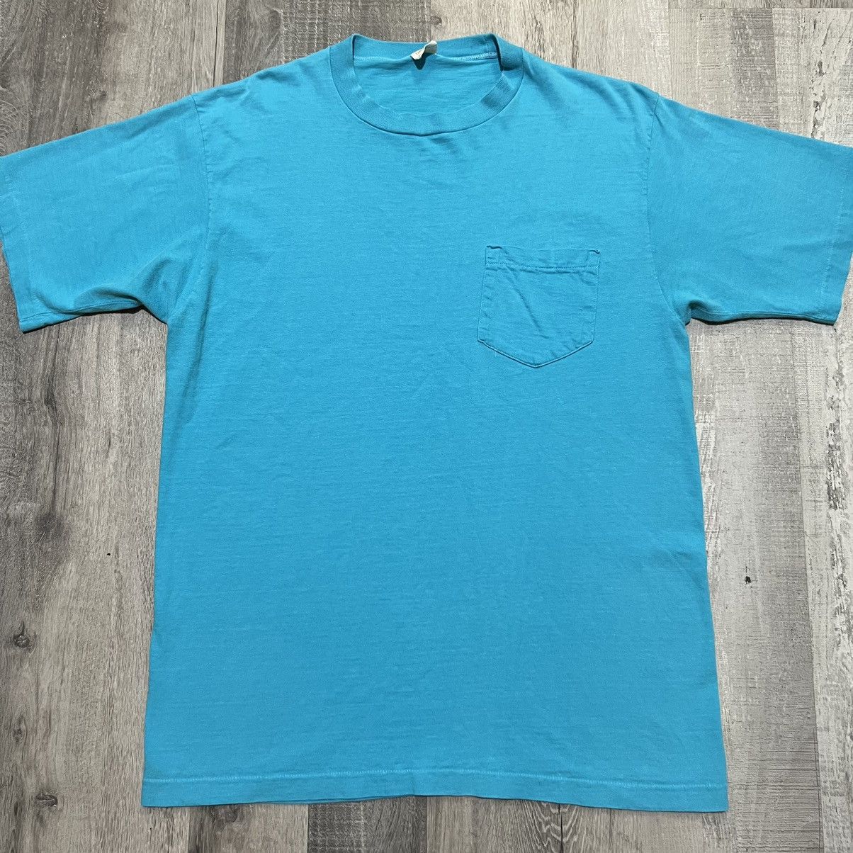 Vintage 60s Penneys Towncraft Plus Selvedge Blue Pocket Tee