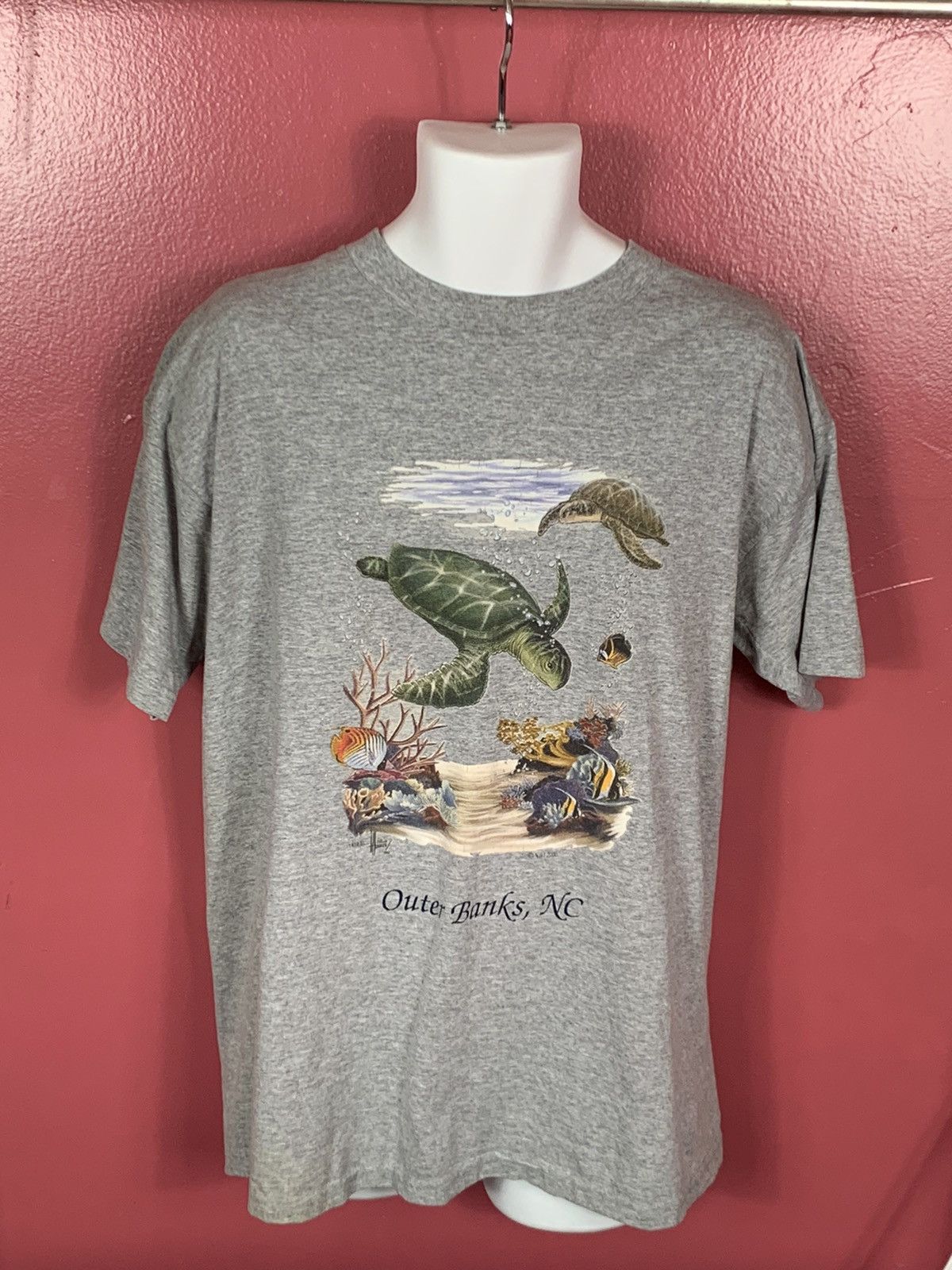 Vintage Y2k Outer Banks Nc Ocean Life Tee Shirt