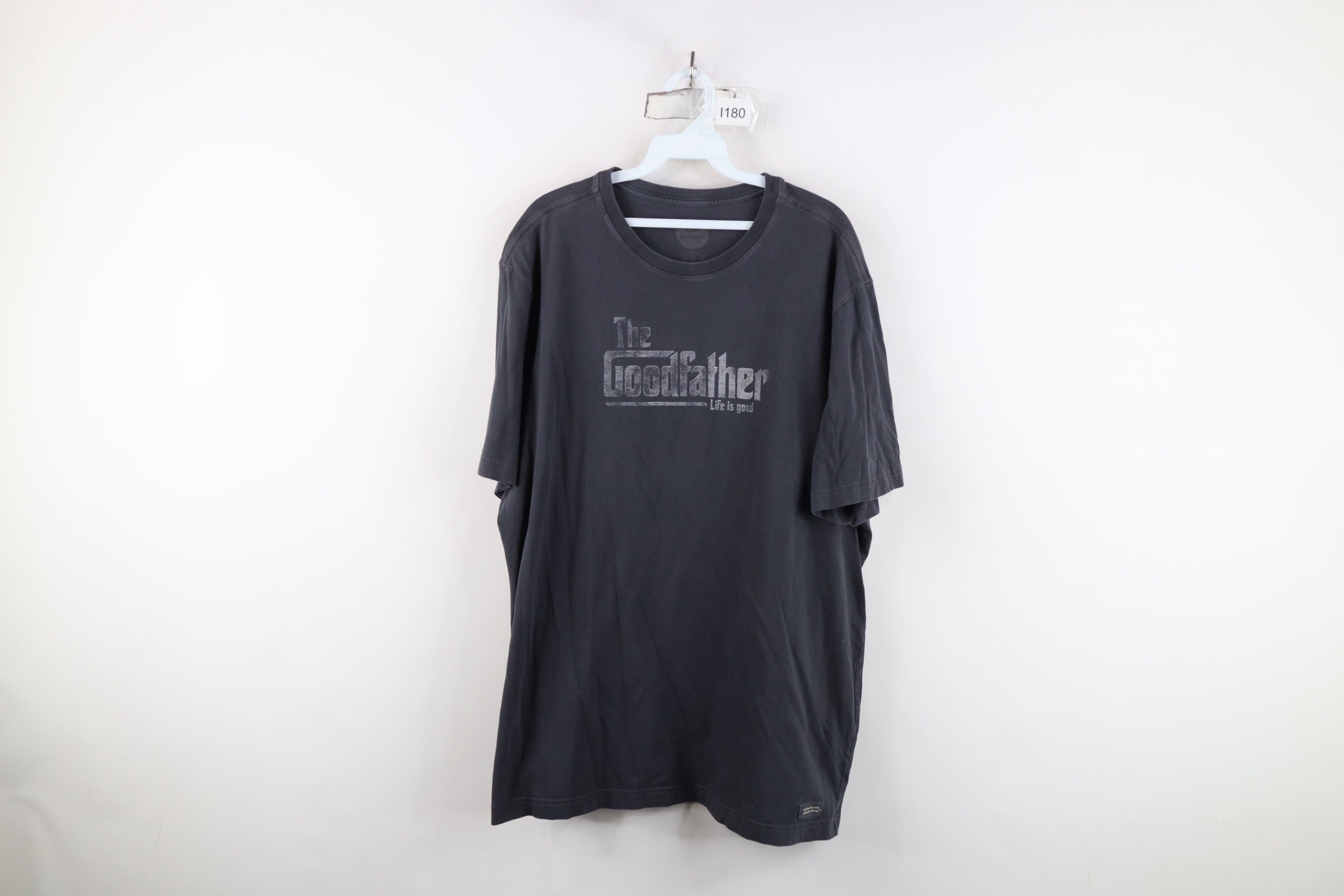 Is Good Life Is Good Spell Out The Goodfather T Shirt Gray Cotton