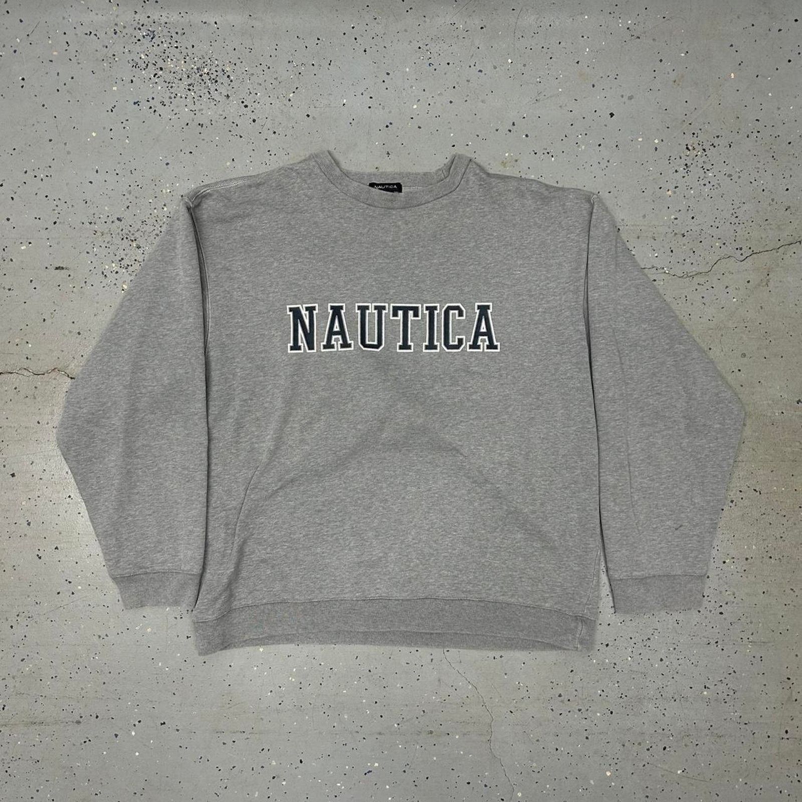 Nautica Vtg Y2k Grey Nautica Crewneck Sweatshirt T-Shirts, Hoodie | FlexRushtees.com
