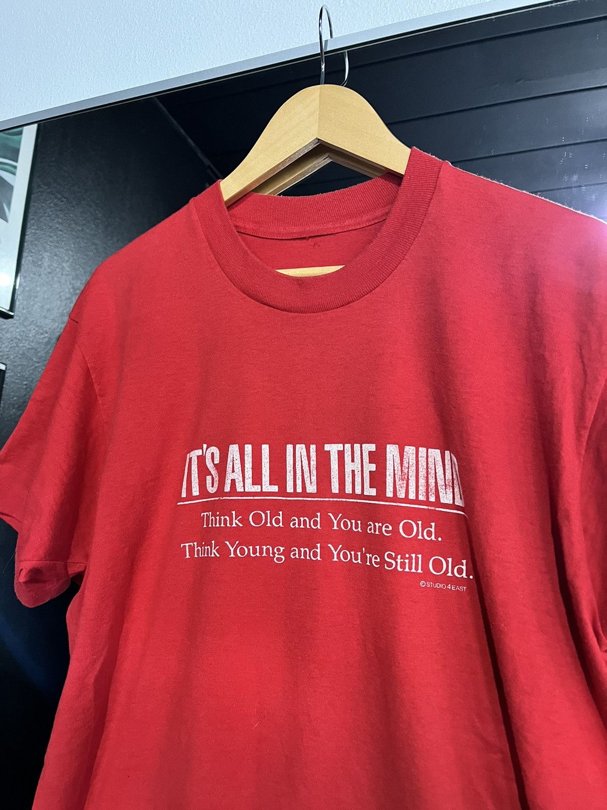 Vintage 80s It S All In The Mind Think Young Slogan T Shirt Hoodie, Sweatshirt | FlexRushtees.com