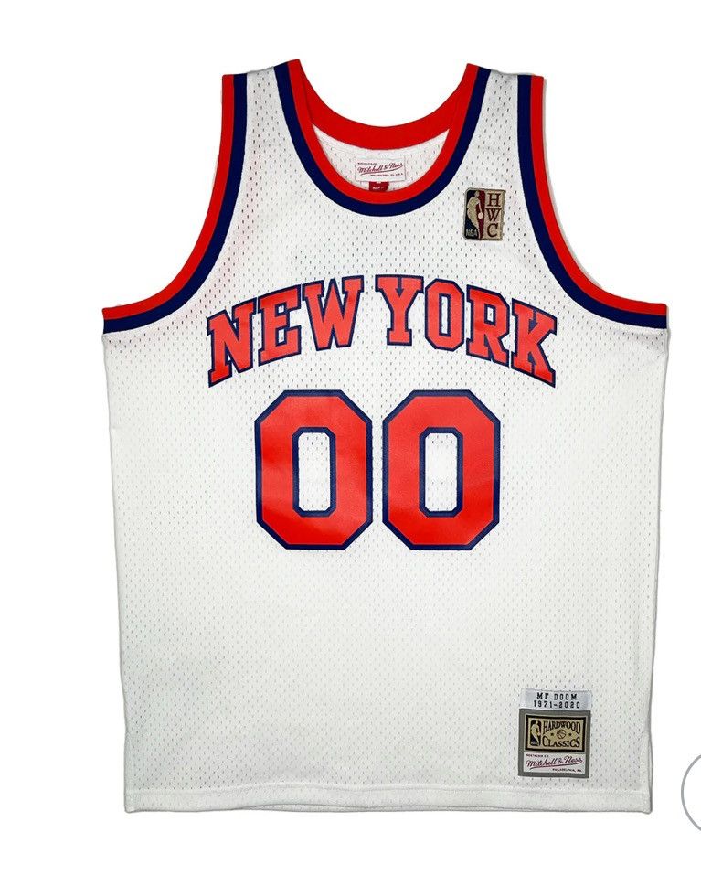 Mitchell Ness Gas Drawls Mf Doom Mitchell Ness White Ny Knicks Jersey T-Shirts, Hoodie, Sweatshirt | FlexRushtees.com
