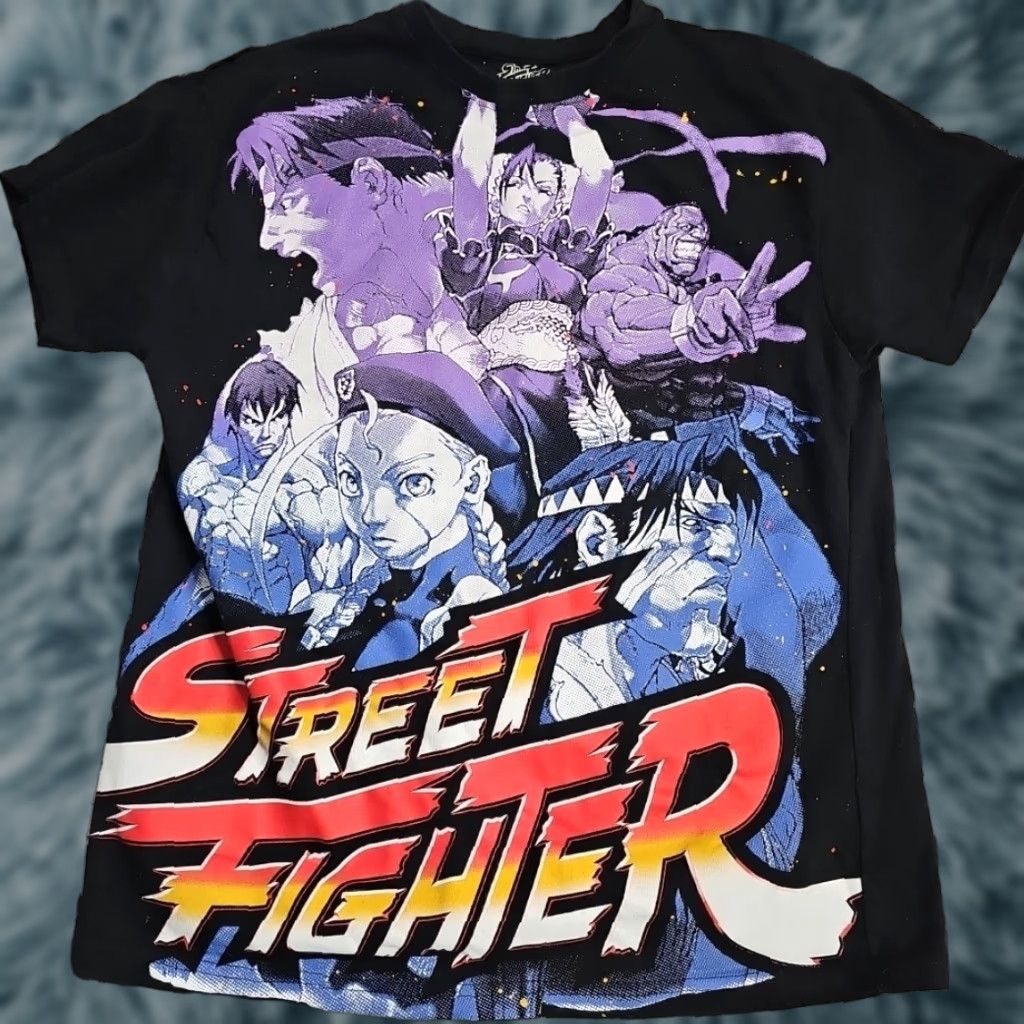Vintage Street Fighter T Shirt Anime Youth Large Adult Small Aop Black Mens Shirt Short Sleeve 90s