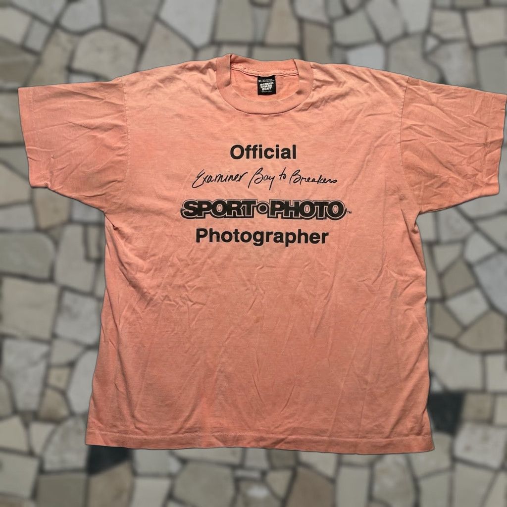 Vintage Bay To Breakers Photographer Sport Photo Promo Tee Shirt Xl Men Peach Short Sleeve S Hoodie, Sweatshirt