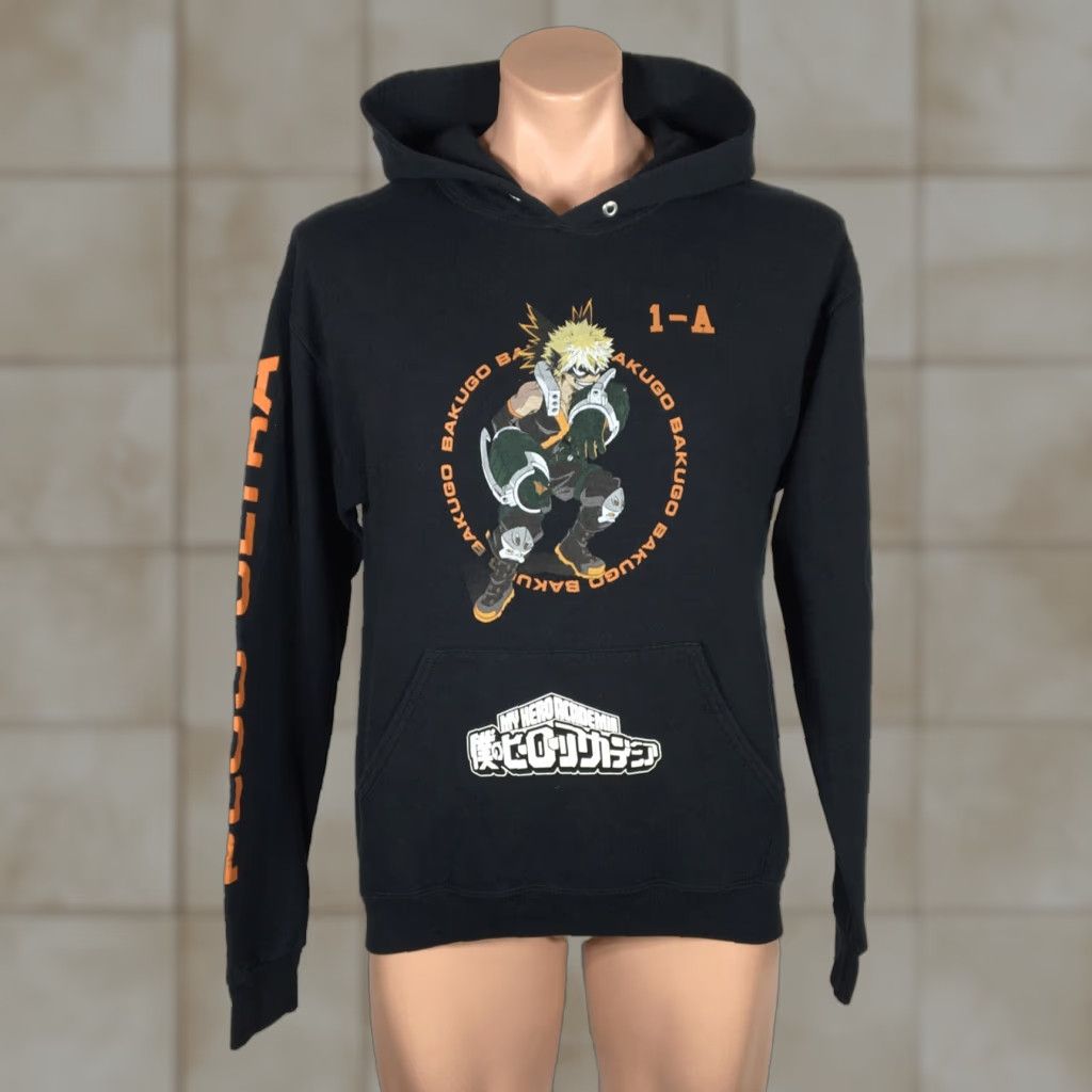 Vintage My Hero Academia Katsuki Bakugo Hoodie Black Big Print Anime Cartoon Usa Mens M