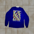 Anvil Vintage Surf T Shirt Men Large Blue 90s Eyeball Graphic Long Sleeve Crew Neck Limited Edition