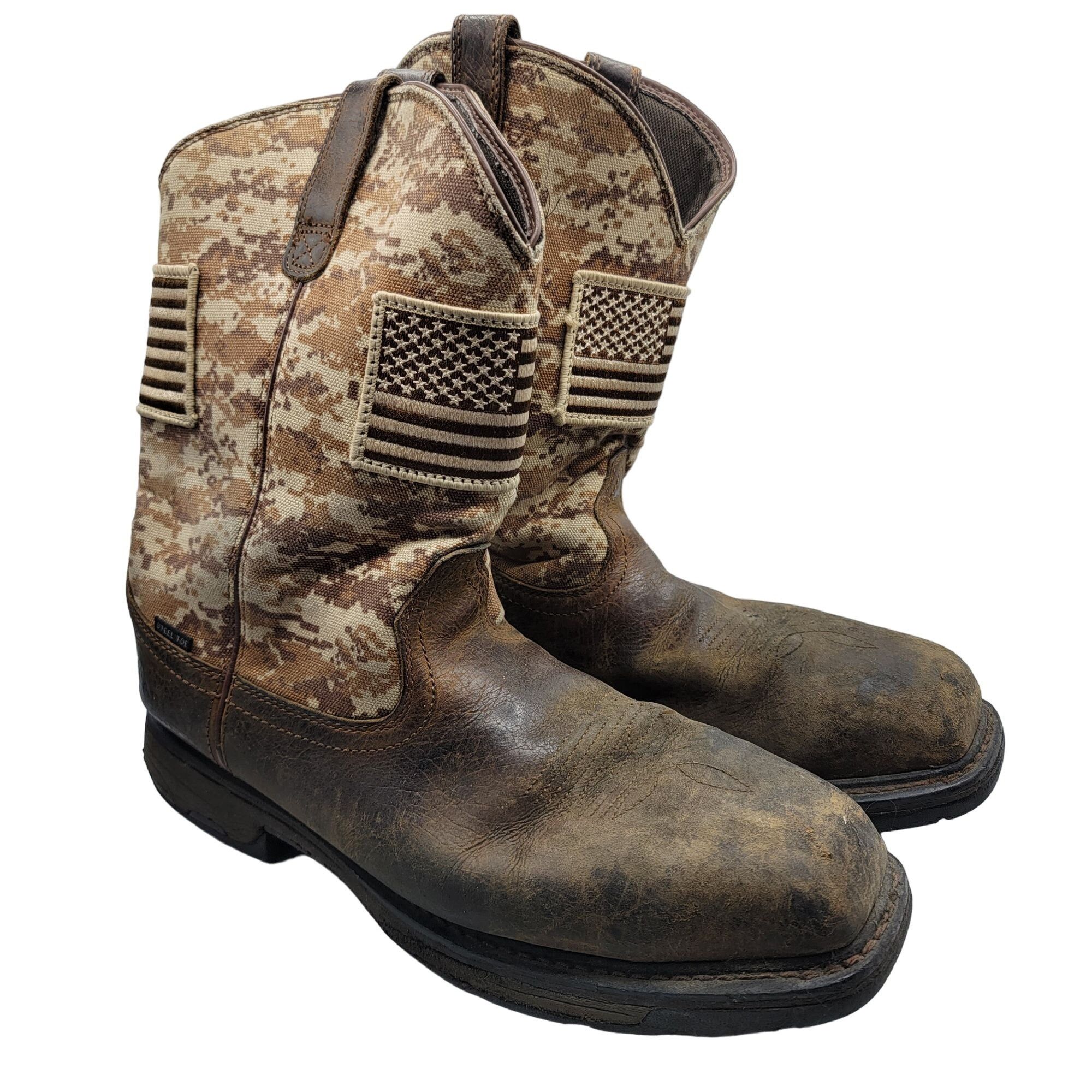 Ariat Workhog Mens Size 13 Brown Patriot Steel Toe Work Boot