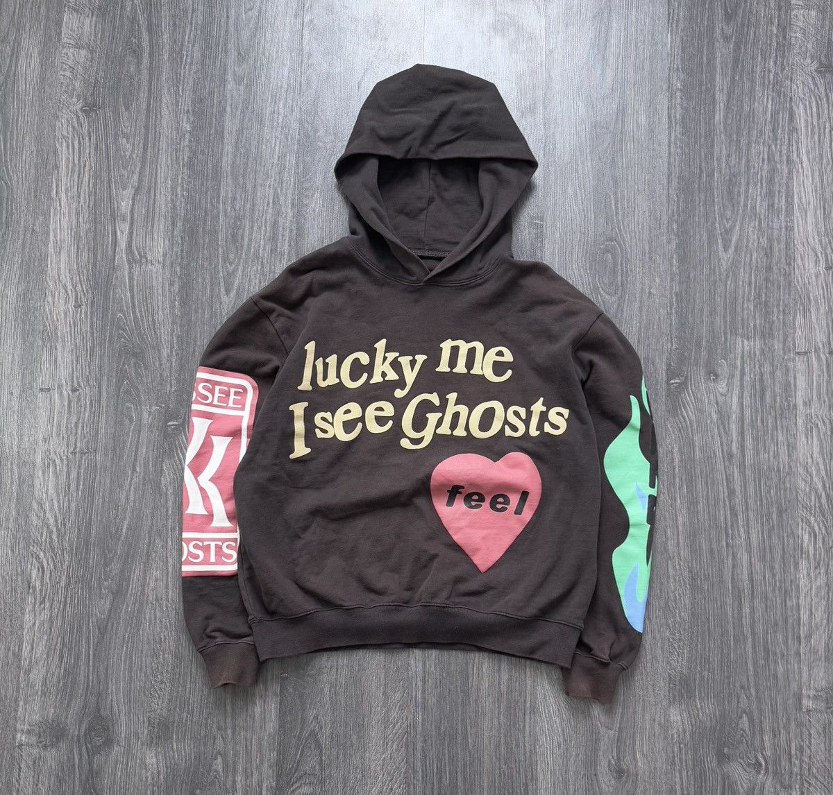 West Kanye West Lucky Me I See Ghosts Vintage Sun Faded Hoodie T-Shirts, Sweatshirt | FlexRushtees.com