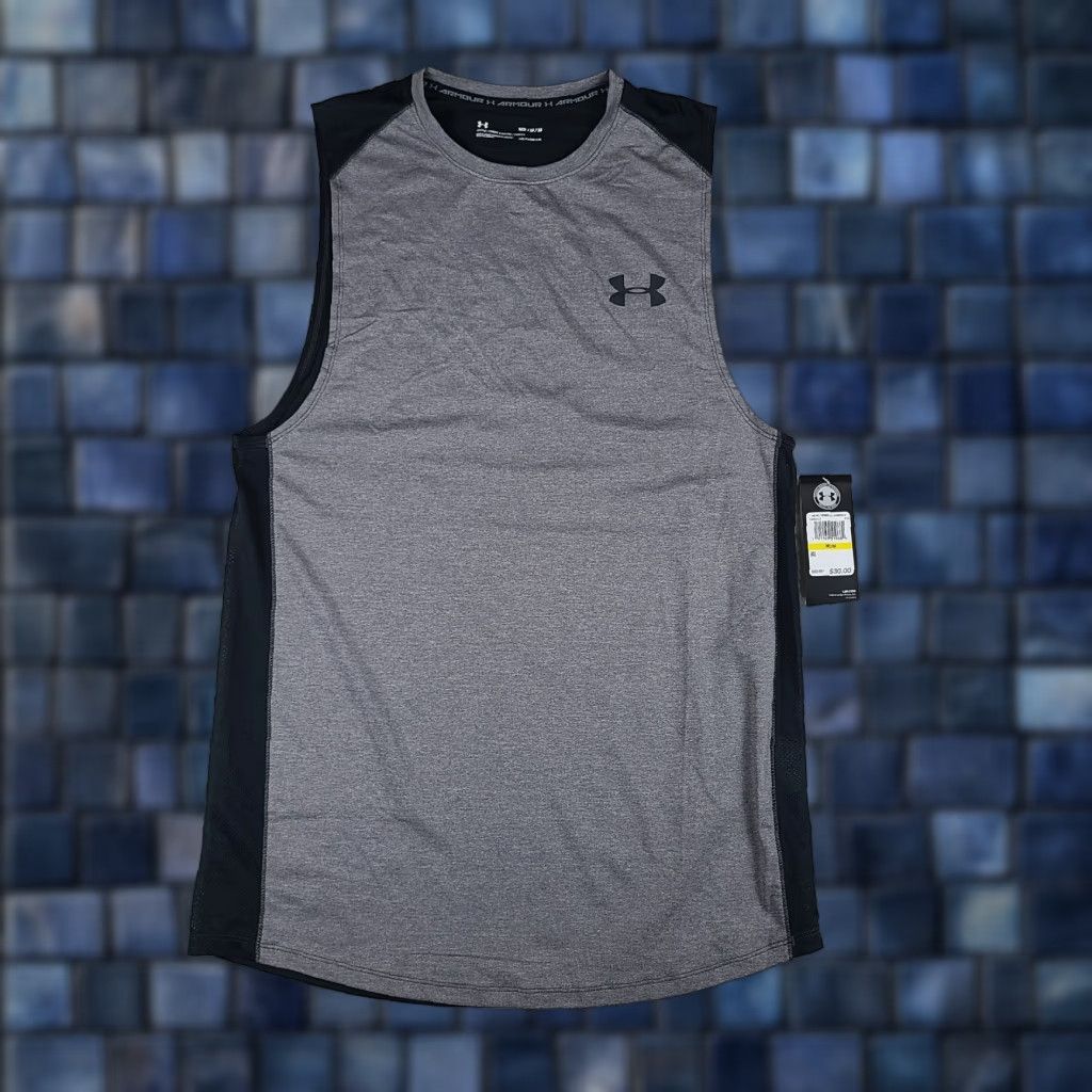 Armour Vintage Under Armour Shirt Men Medium Gray Black Fitted Heatgear T Shirt New