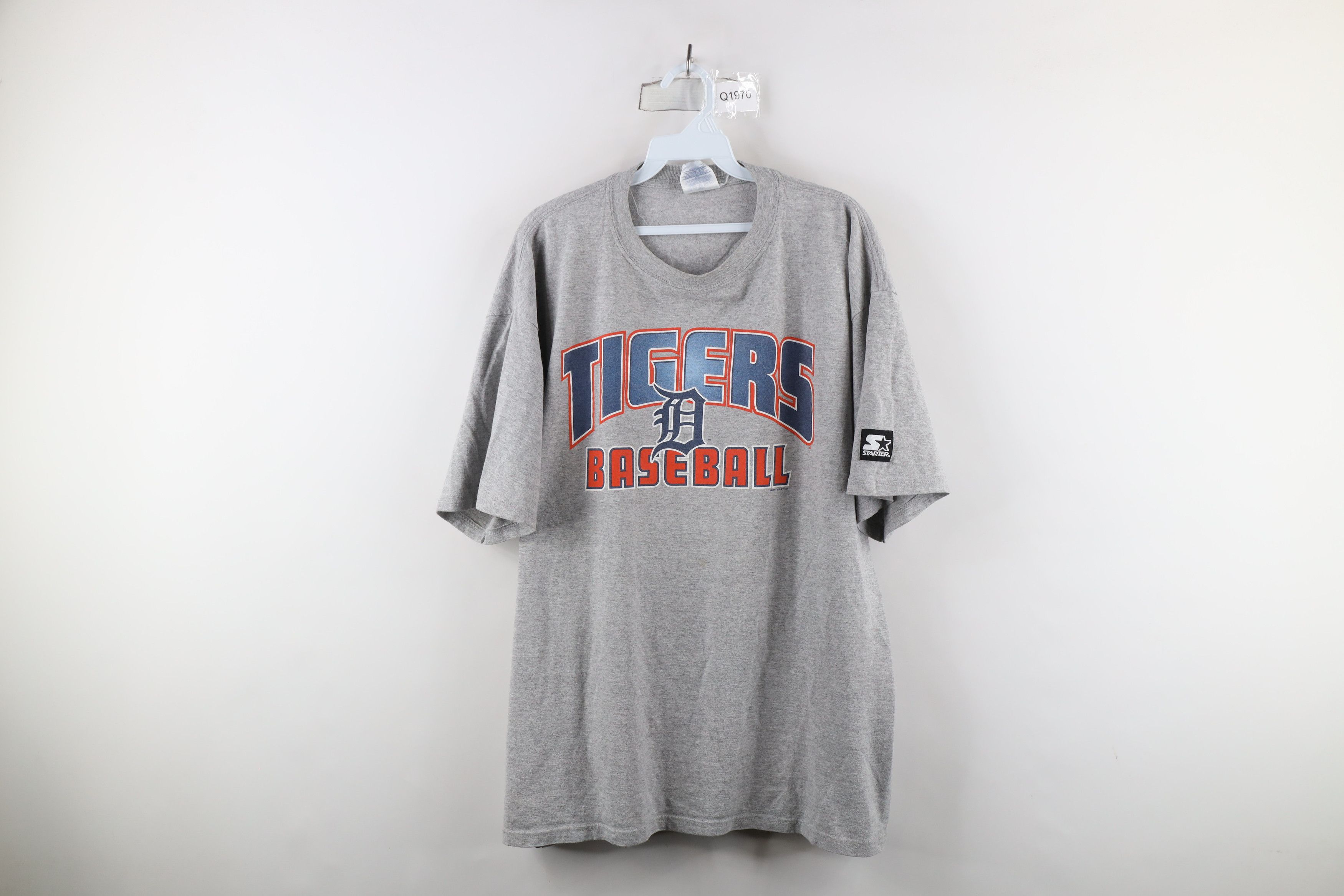 Vintage 90s Starter Tigers Baseball T Shirt Heather Gray