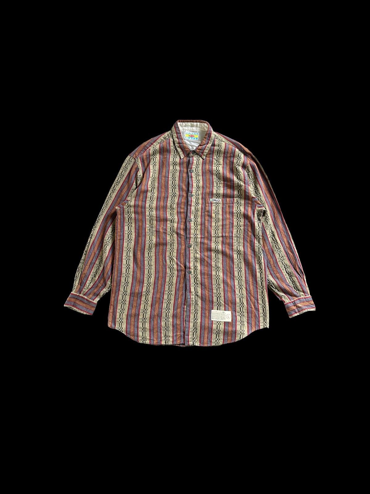 Japanese Brand X Peel Lift 1998 Ball Japan Aztec Shirt Long Sleeve