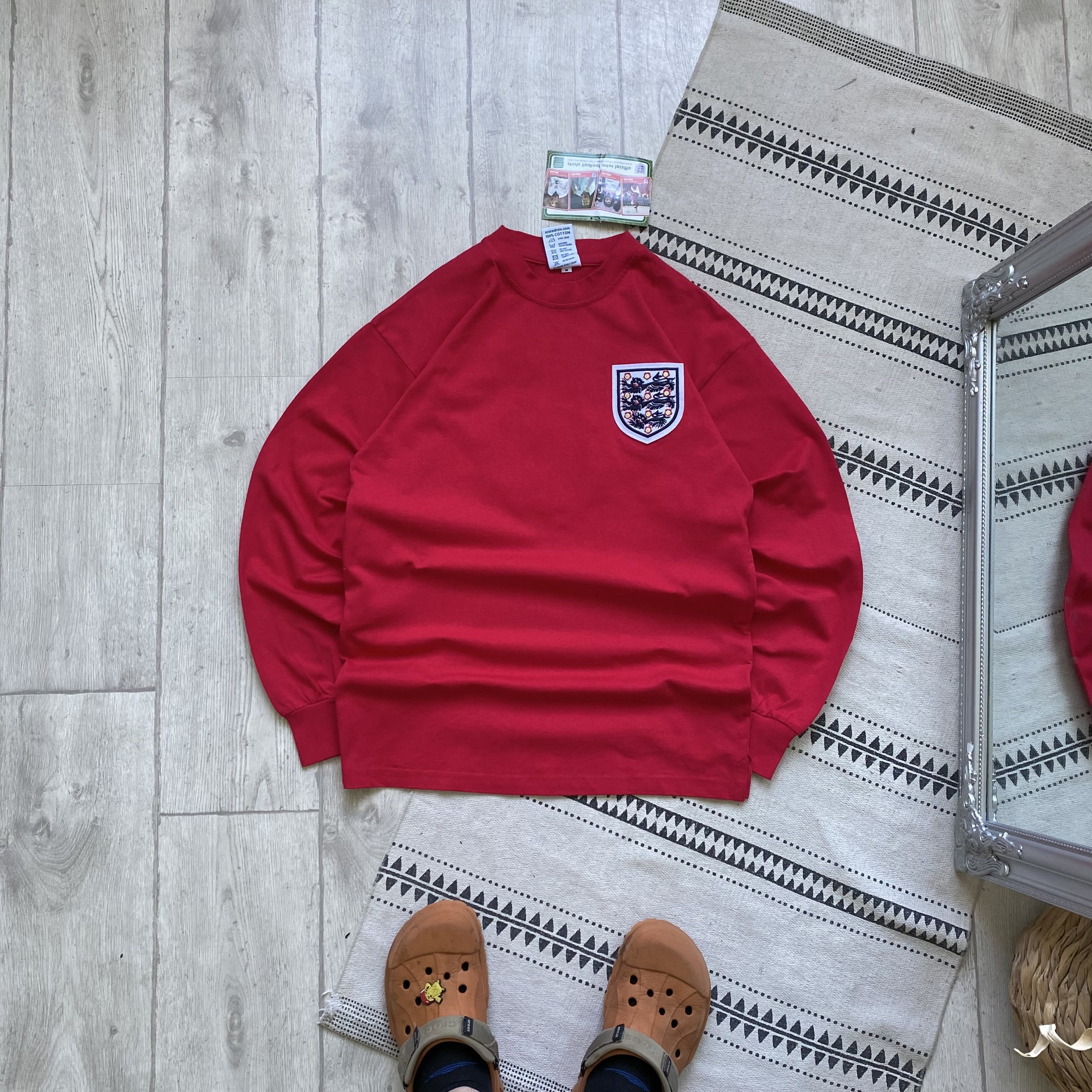 Umbro Retro 60s England Soccer Jersey Longsleeve T Shirt Vintage