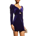 Other New One33 Social Puff Shoulder Cutout Velvet Purple Mini Dr T-Shirts, Hoodie, Sweatshirt | FlexRushtees.com