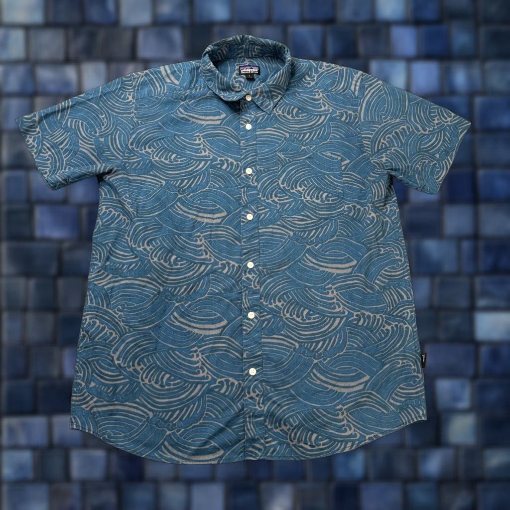 Patagonia Shirt Mens Large Blue Geometric Print Organic Cotton Hiking Outdoors Hoodie, Sweatshirt | FlexRushtees.com