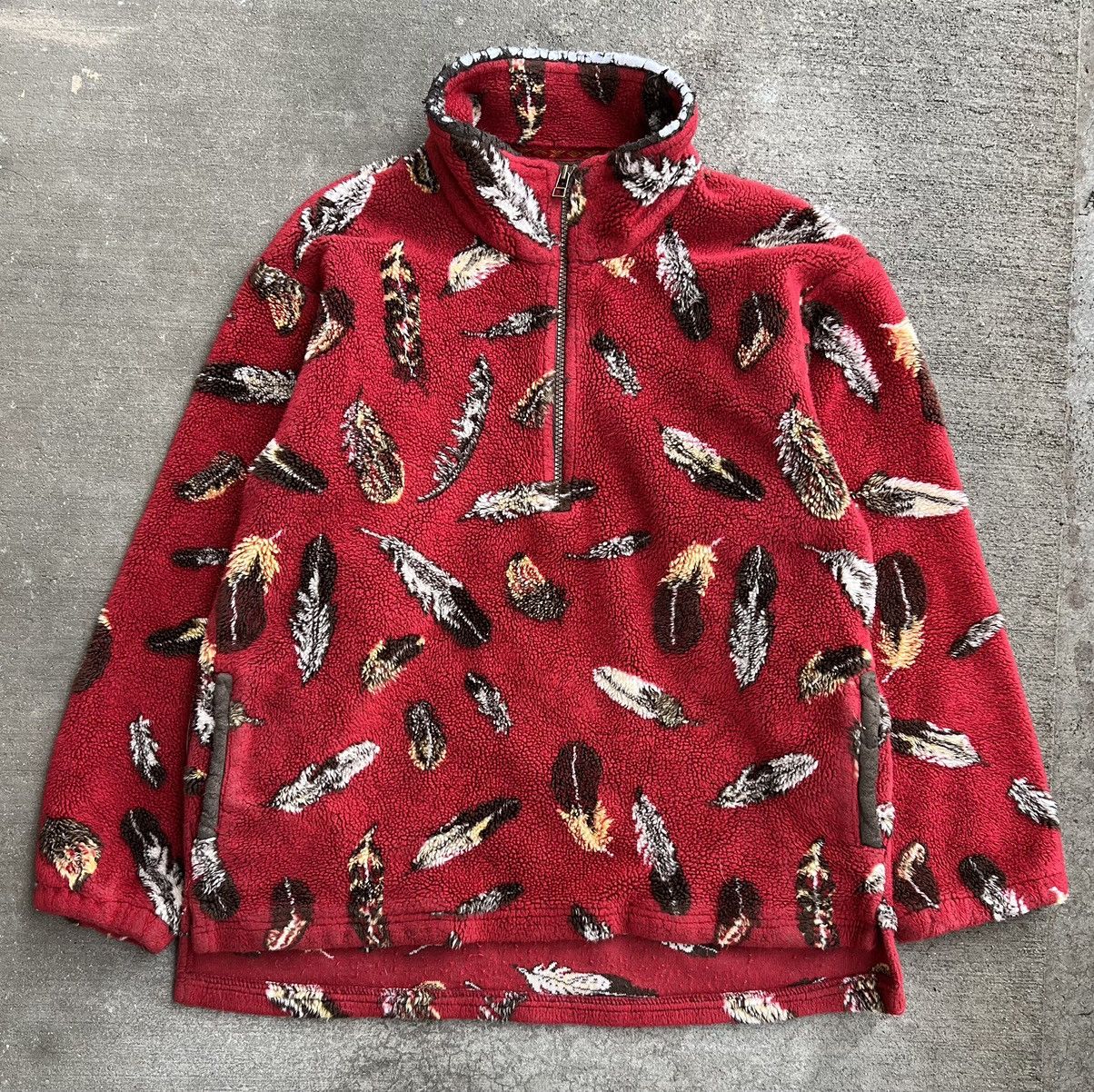 Vintage Tsunami 90s Native Feather Quater Zip Fleece Canada