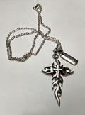 Handmade Warrior Flame Cross Necklace On 24 Chain