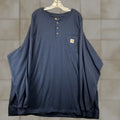 Carhartt Mens Navy Blue 4xl Long Sleeve T Shirt Henley All Cotton T Shirt Regular Mens Blue