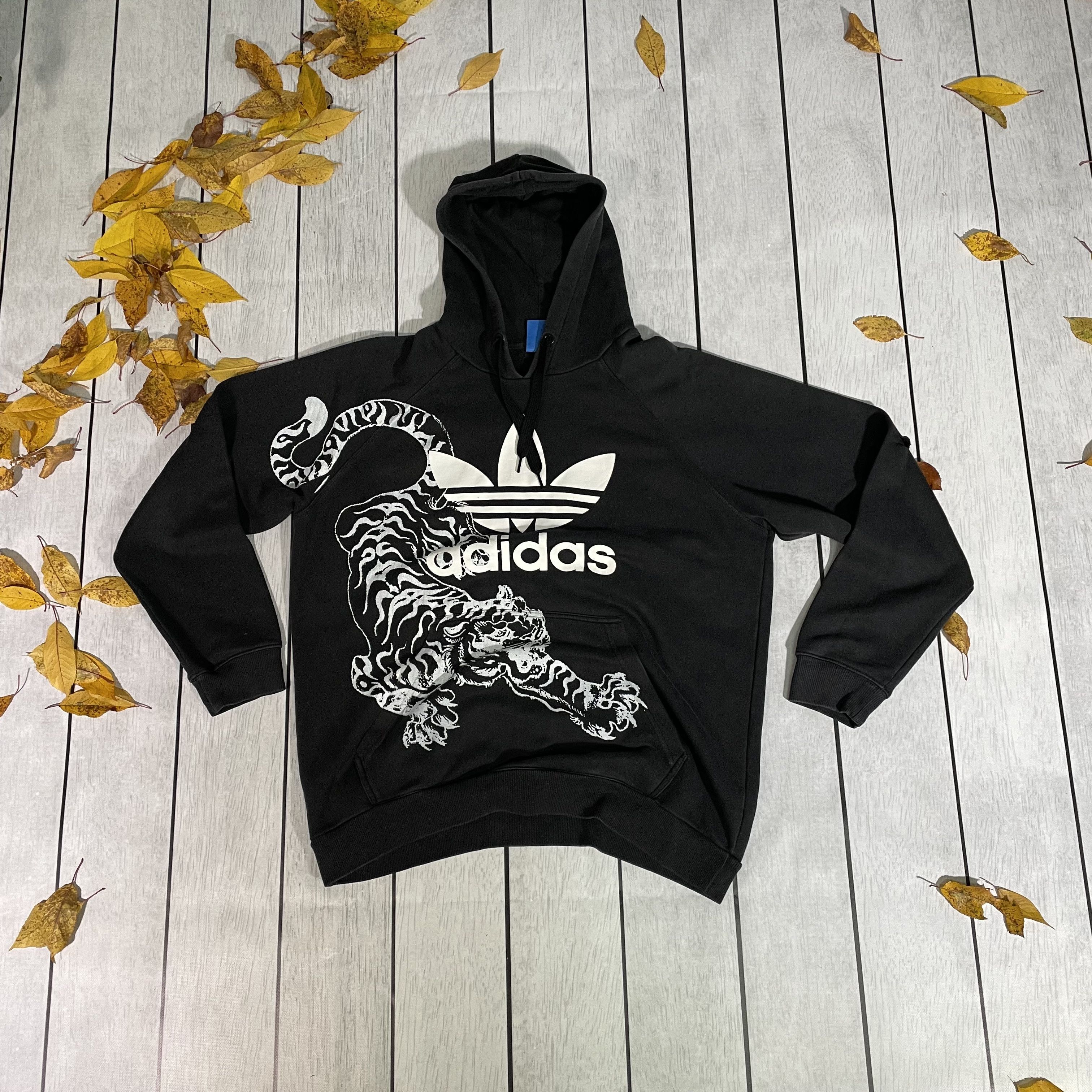 Custom Adidas Hoodie Tiger Central Logo Art Grunge Opium Y2k