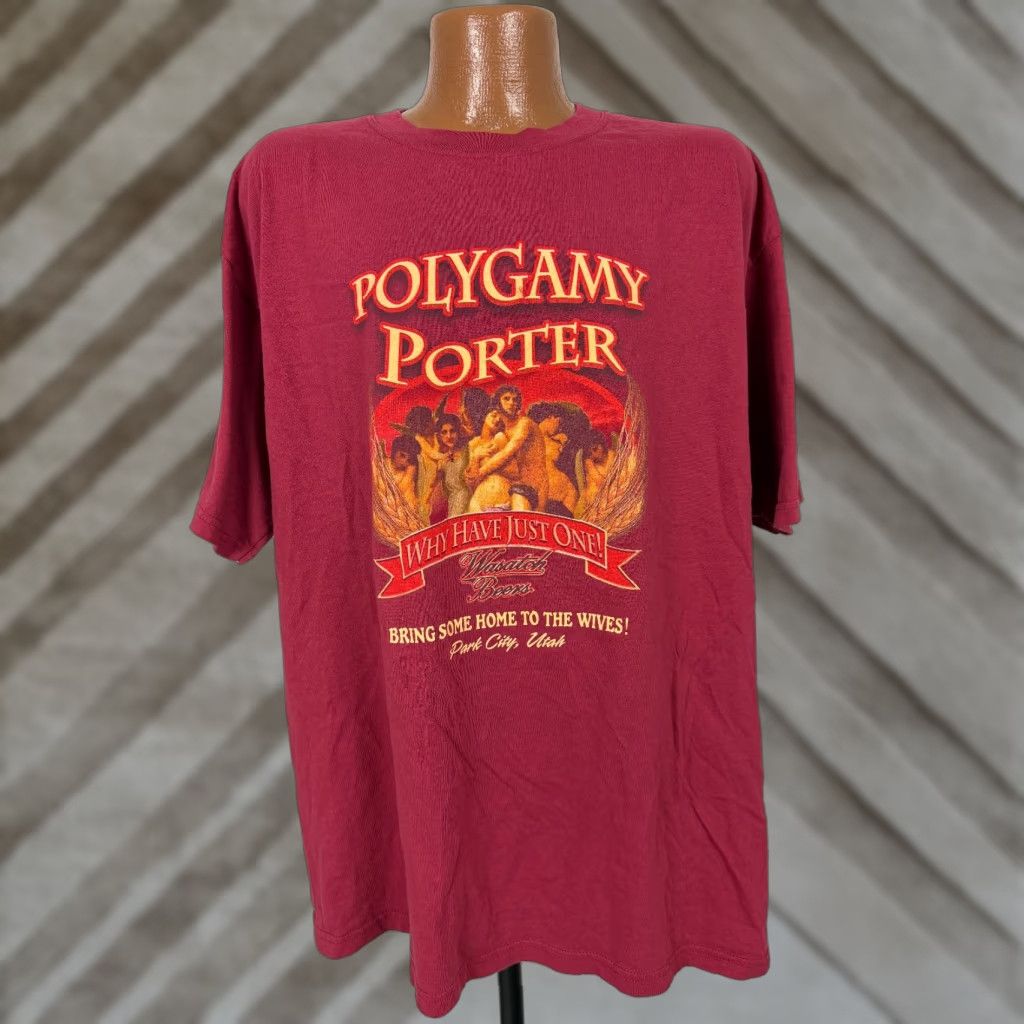 Vintage Wasatch Beers Y2k Polygamy Porter Shirt Xl Red Men S T Shirt Beer Funny Hipster Outd Hoodie, Sweatshirt