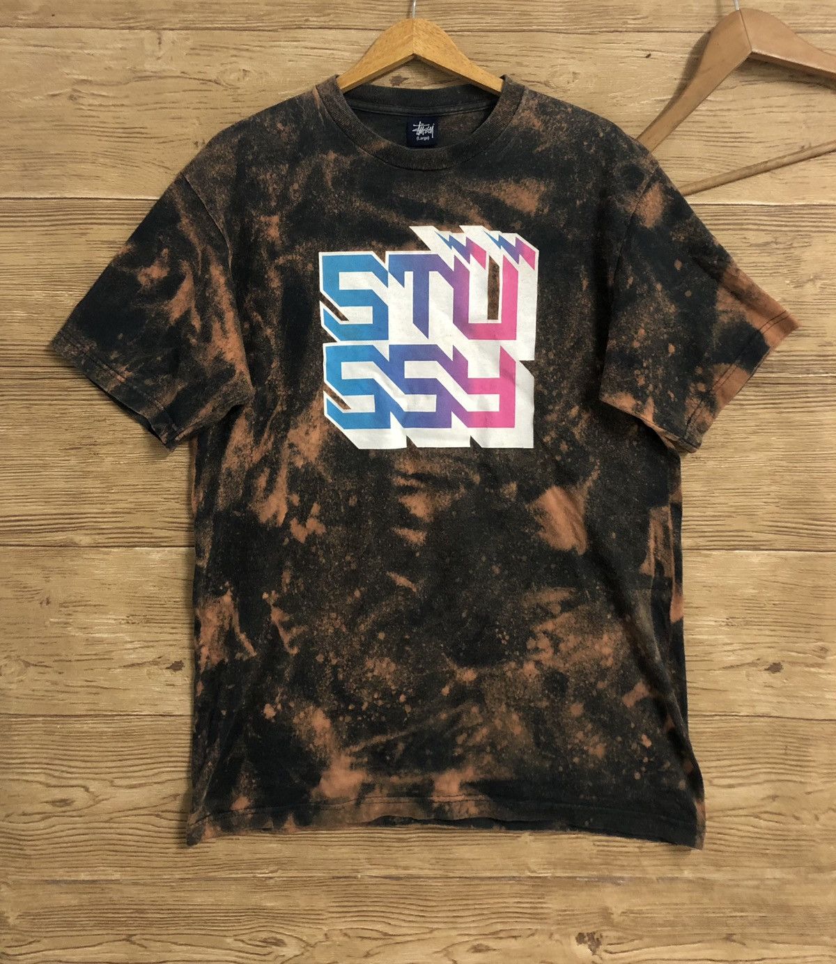 Vintage Stussy Bleach Tee L Hoodie, Sweatshirt | FlexRushtees.com